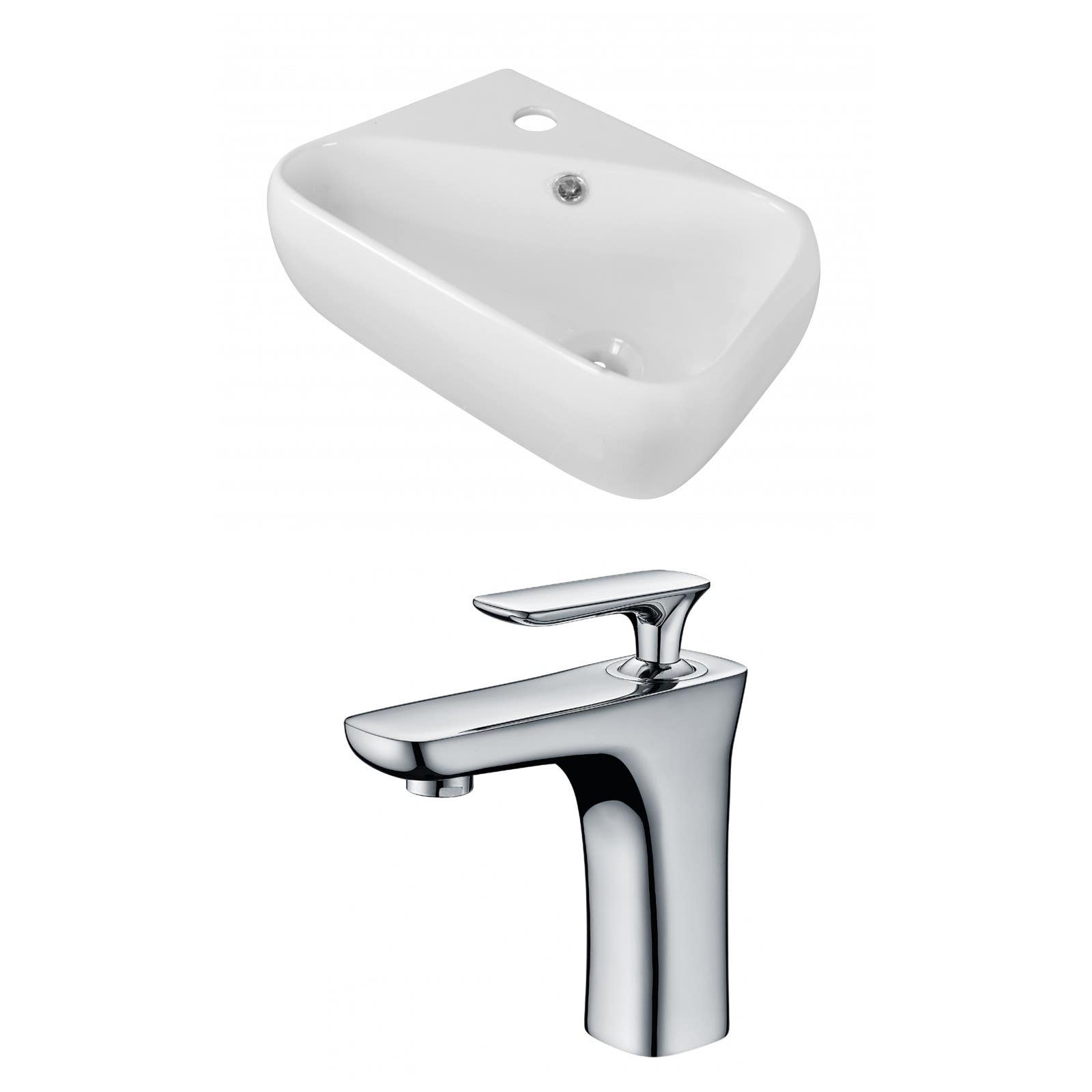 American Imaginations AI-15291 Rectangle Vessel Set In White Color With Single Hole CUPC Faucet