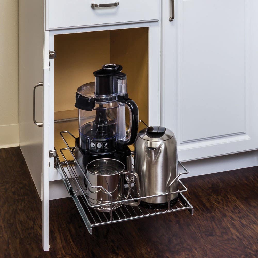 Hardware Resources MBPO Metal Basket Pullout Organizer, Finish-Polished Chrome