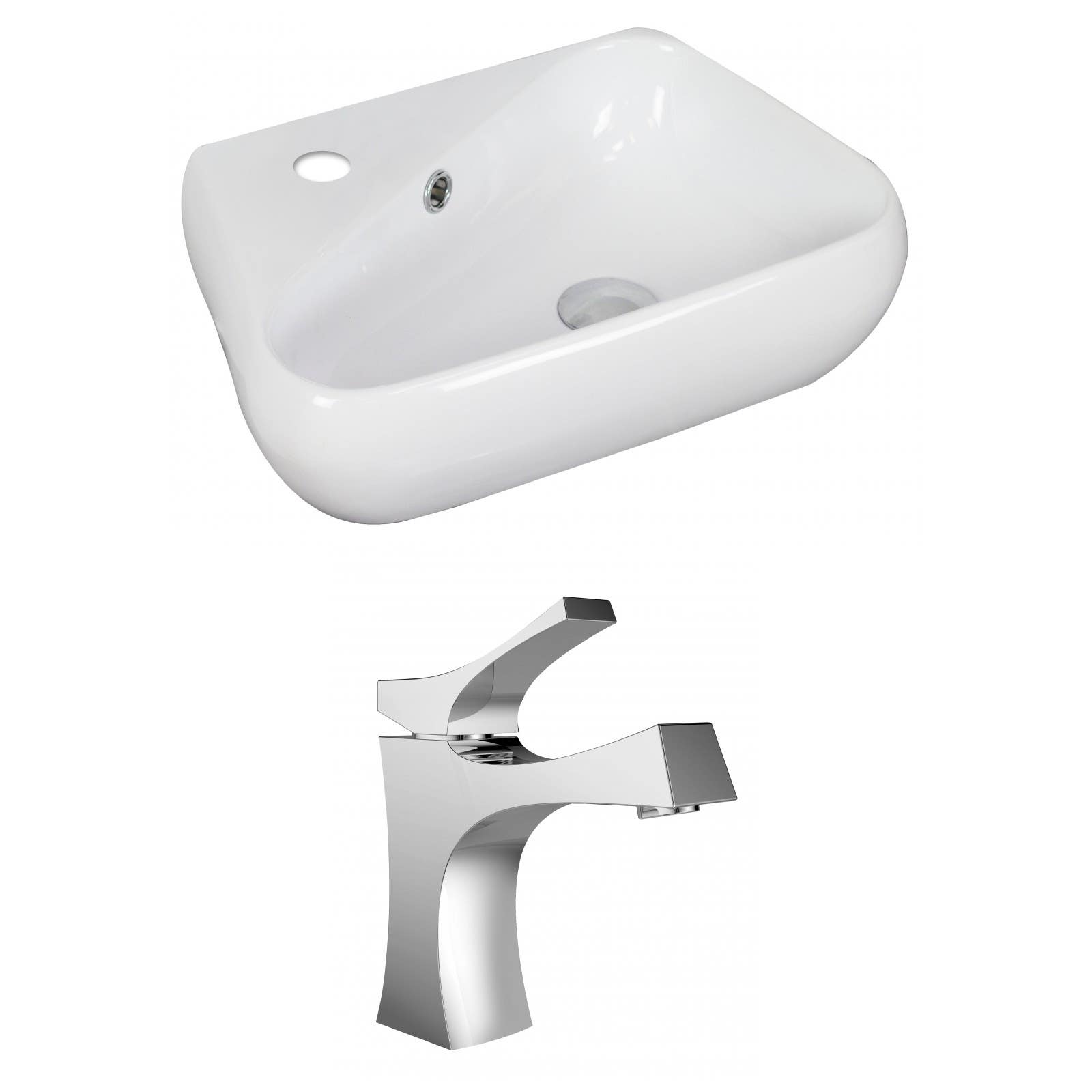 American Imaginations AI-15316 Unique Vessel Set In White Color With Single Hole CUPC Faucet