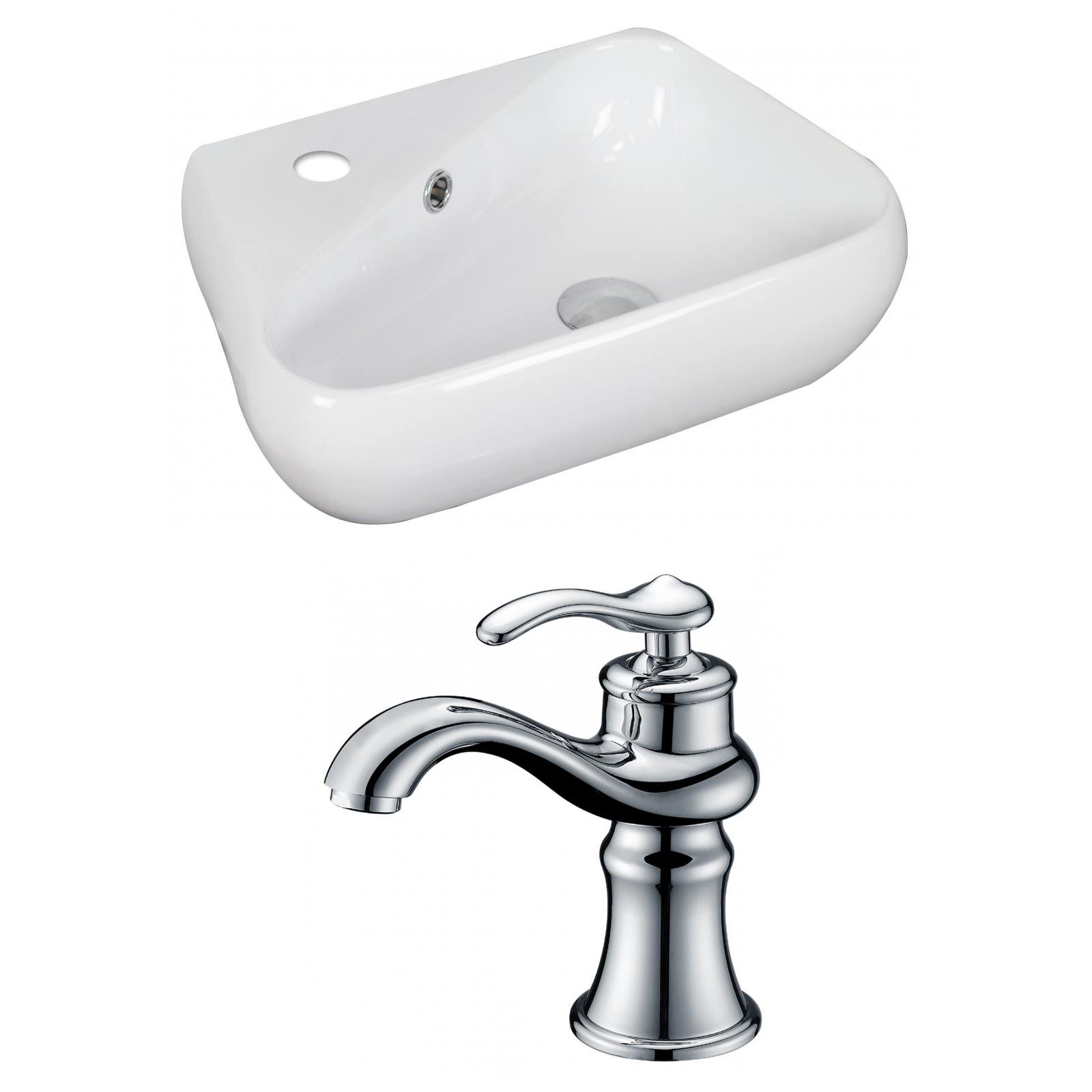American Imaginations AI-15317 Unique Vessel Set In White Color With Single Hole CUPC Faucet