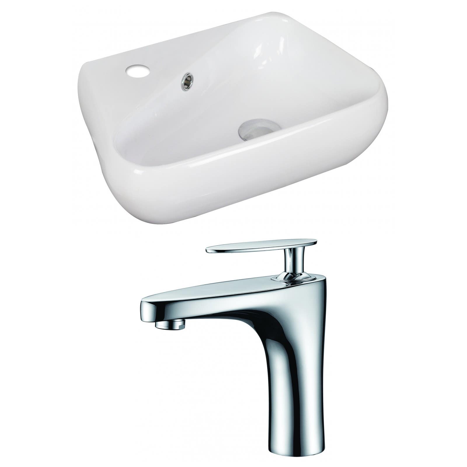 American Imaginations AI-15318 Unique Vessel Set In White Color With Single Hole CUPC Faucet