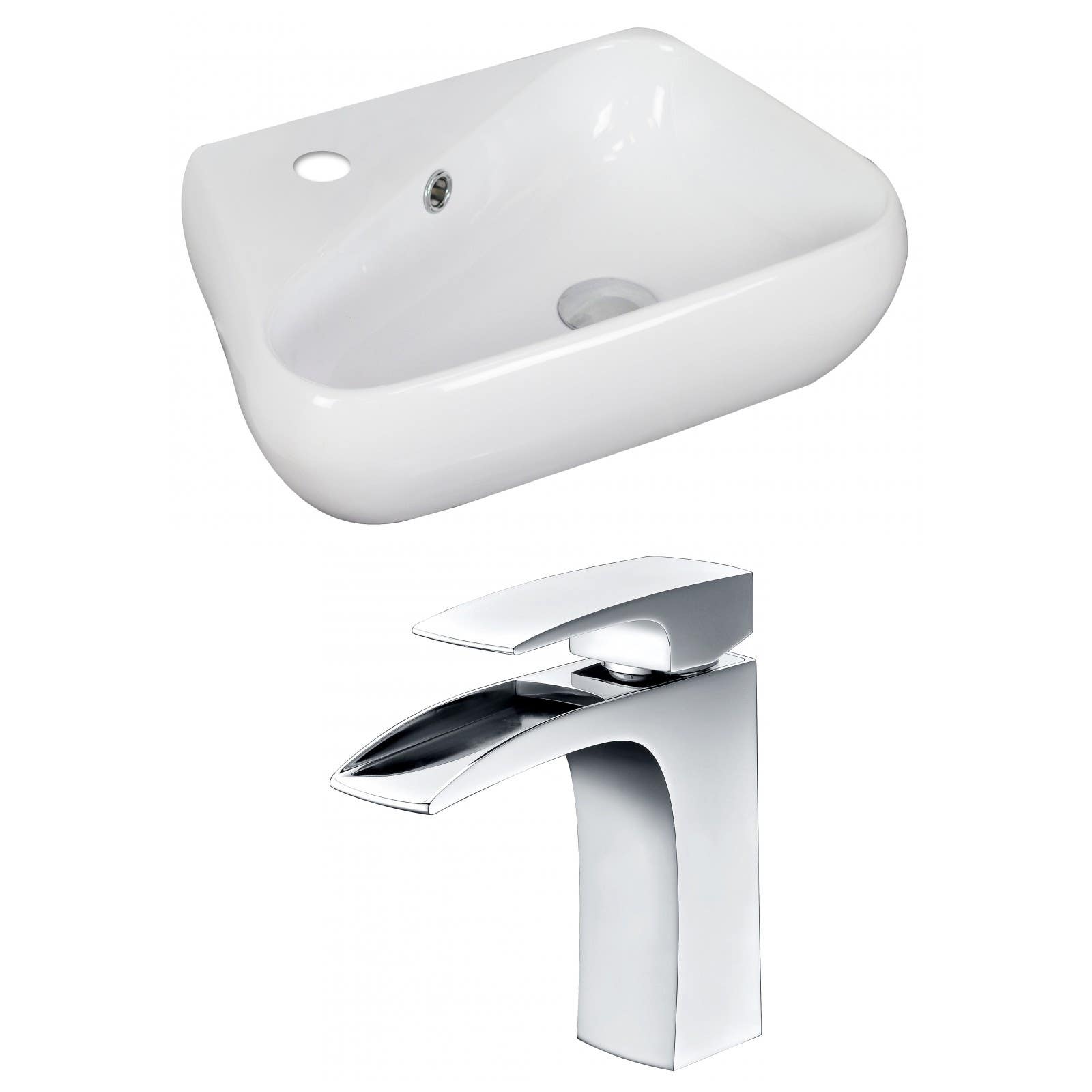 American Imaginations AI-15320 Unique Vessel Set In White Color With Single Hole CUPC Faucet