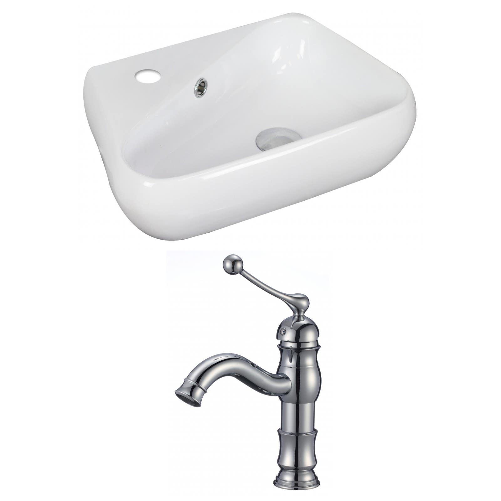American Imaginations AI-15322 Unique Vessel Set In White Color With Single Hole CUPC Faucet