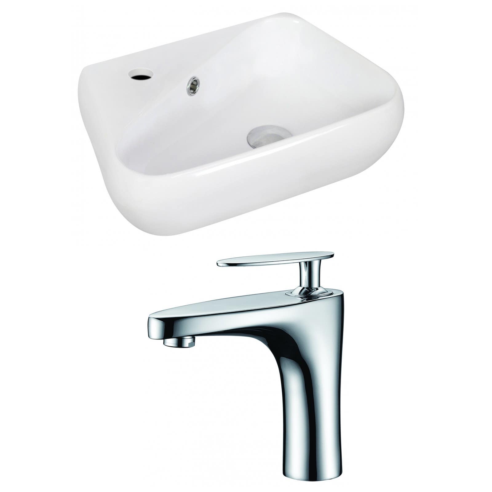 American Imaginations AI-15332 Unique Vessel Set In White Color With Single Hole CUPC Faucet