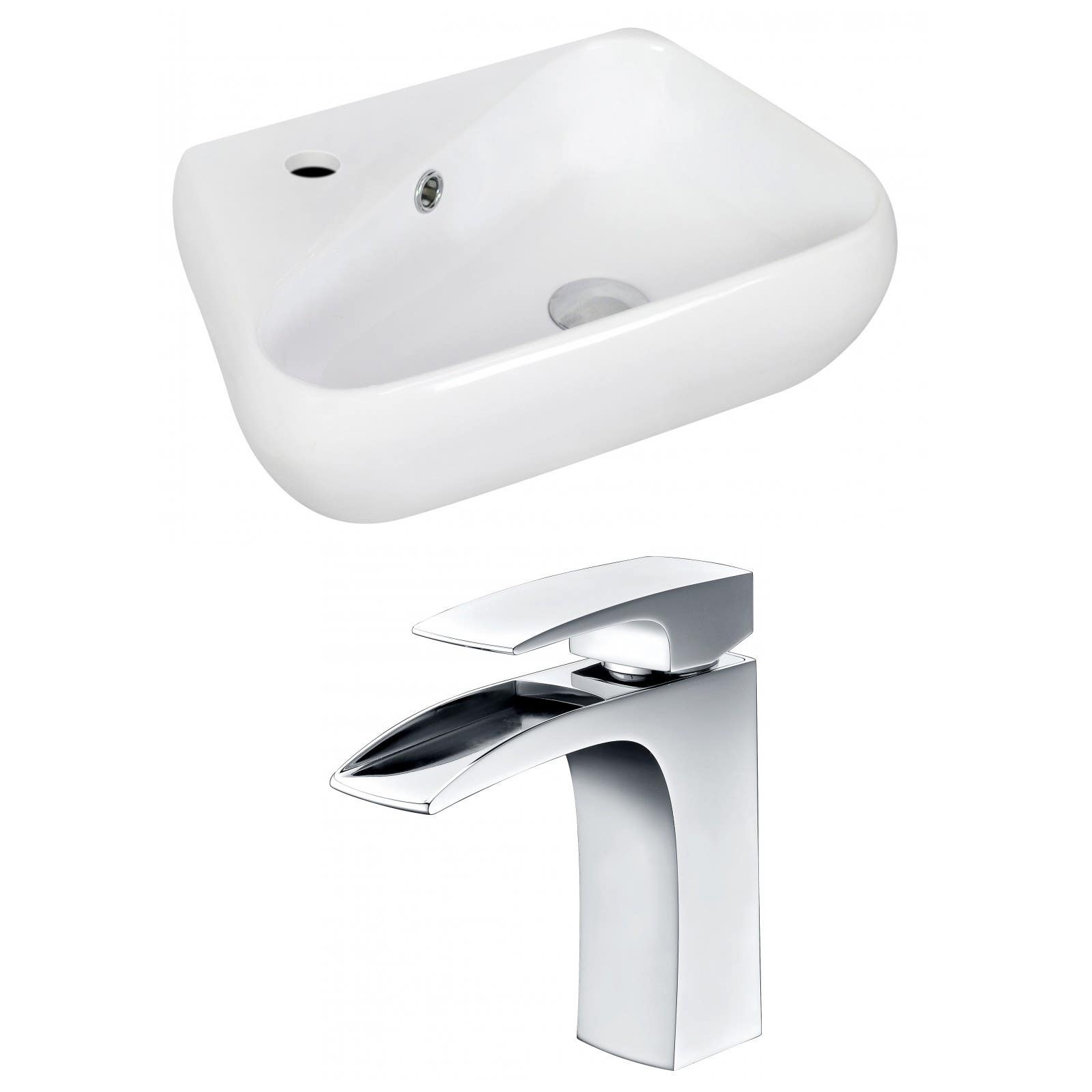 American Imaginations AI-15334 Unique Vessel Set In White Color With Single Hole CUPC Faucet