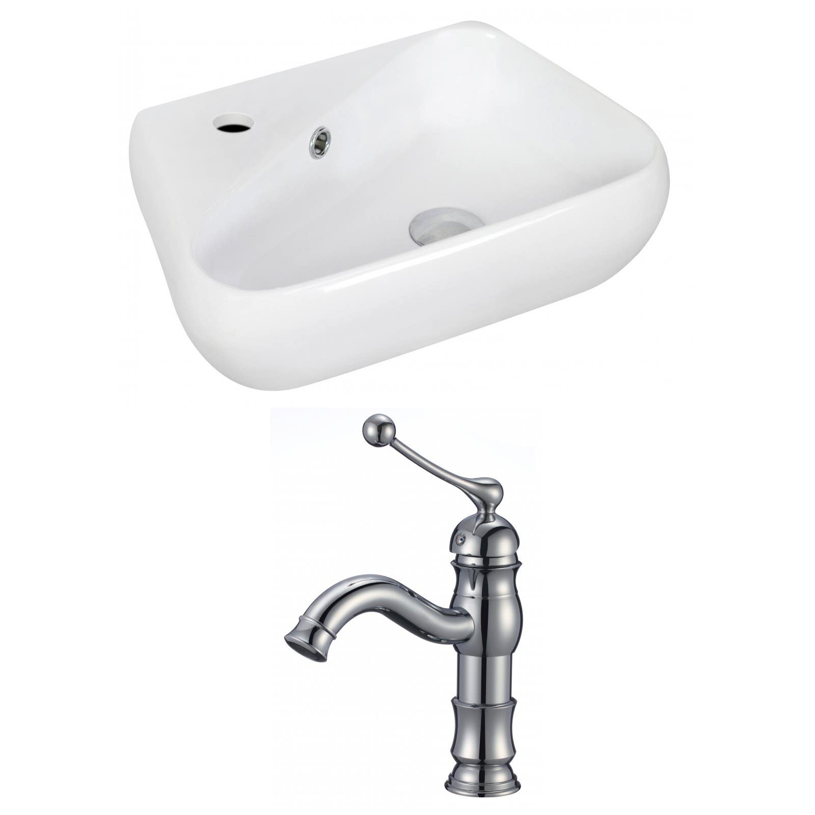 American Imaginations AI-15336 Unique Vessel Set In White Color With Single Hole CUPC Faucet