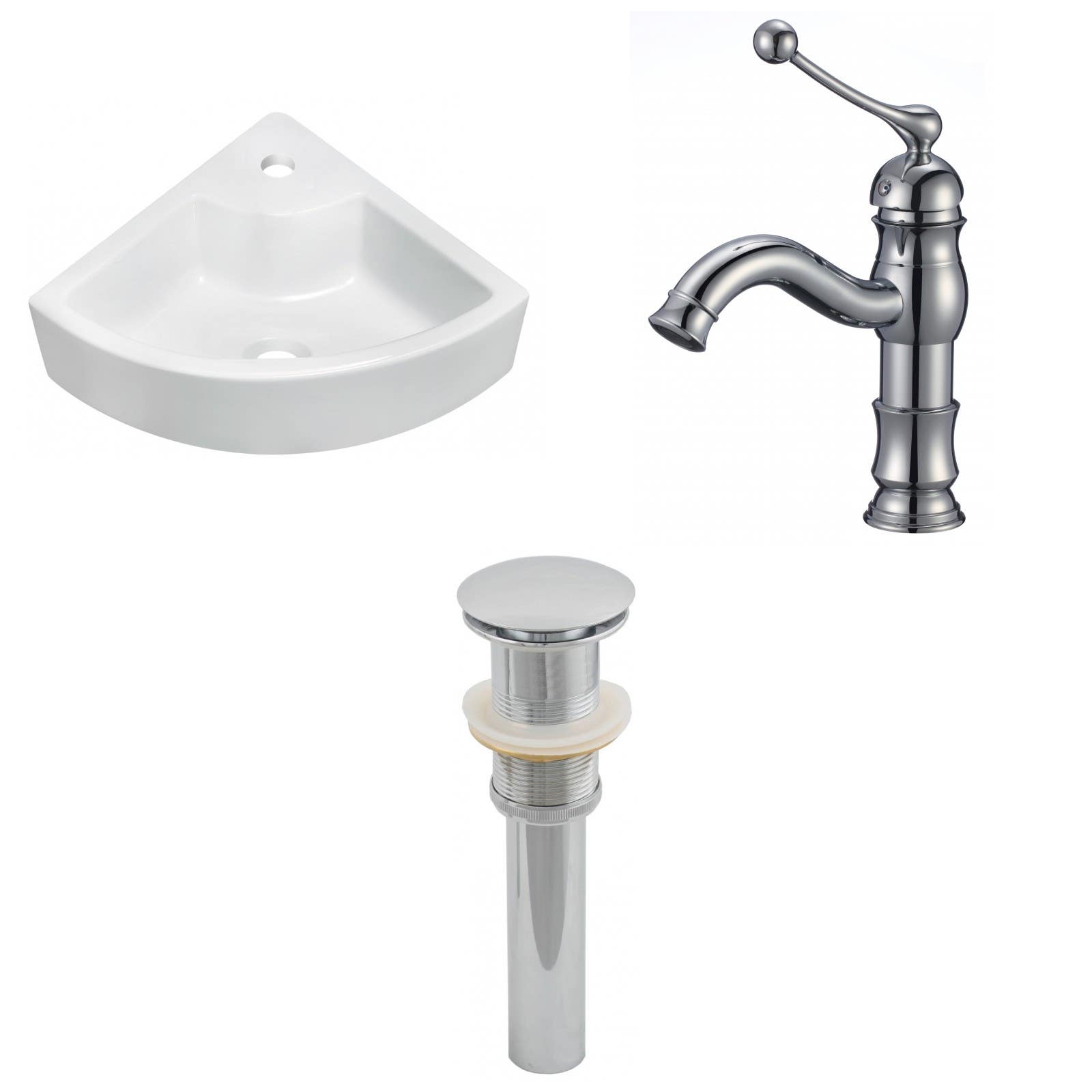 American Imaginations AI-15432 Unique Vessel Set In White Color With Single Hole CUPC Faucet And Drain