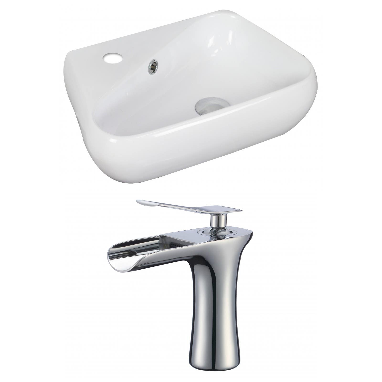 American Imaginations AI-17917 Unique Vessel Set In White Color With Single Hole CUPC Faucet