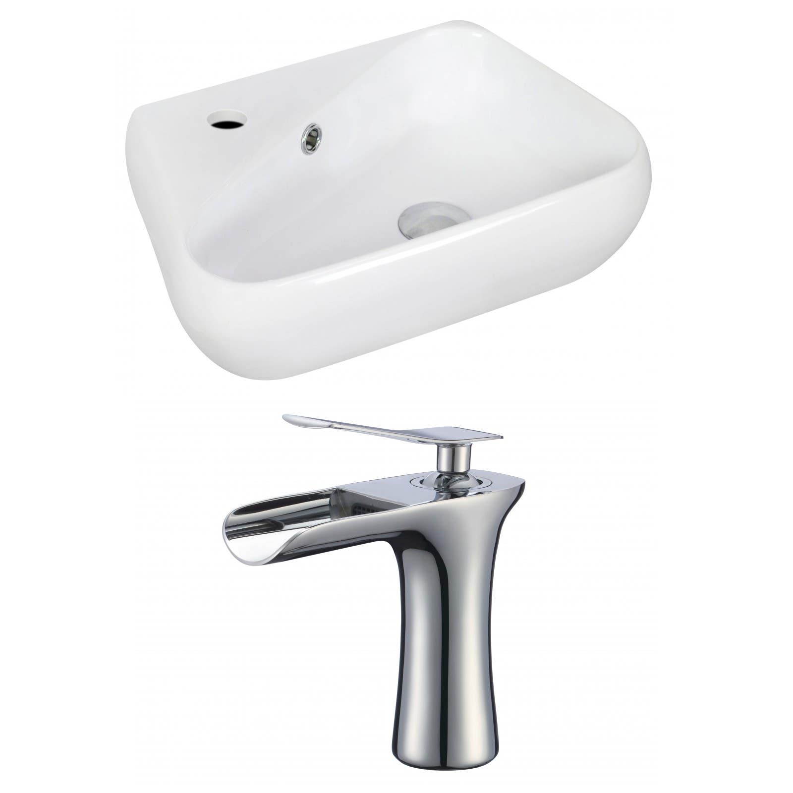 American Imaginations AI-17921 Unique Vessel Set In White Color With Single Hole CUPC Faucet
