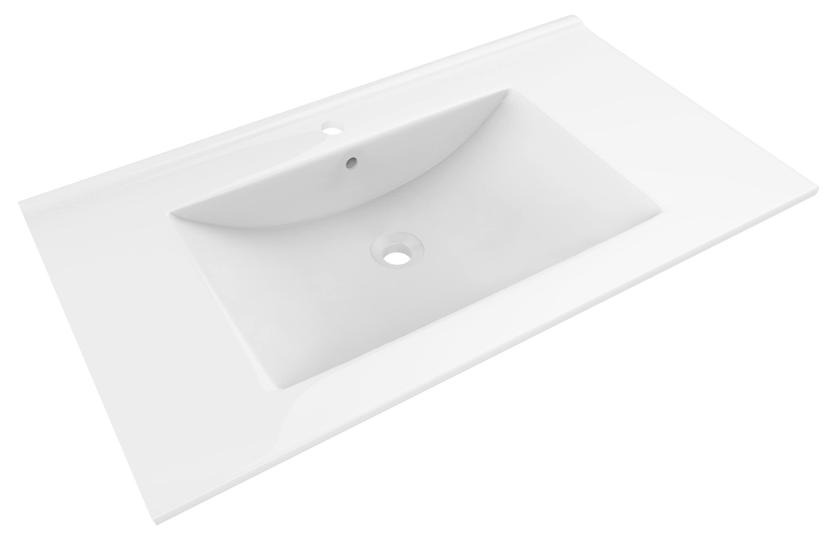 American Imaginations AI-77 35.5-in. W x 19.75-in. D Ceramic Top In White Color For Single Hole Faucet