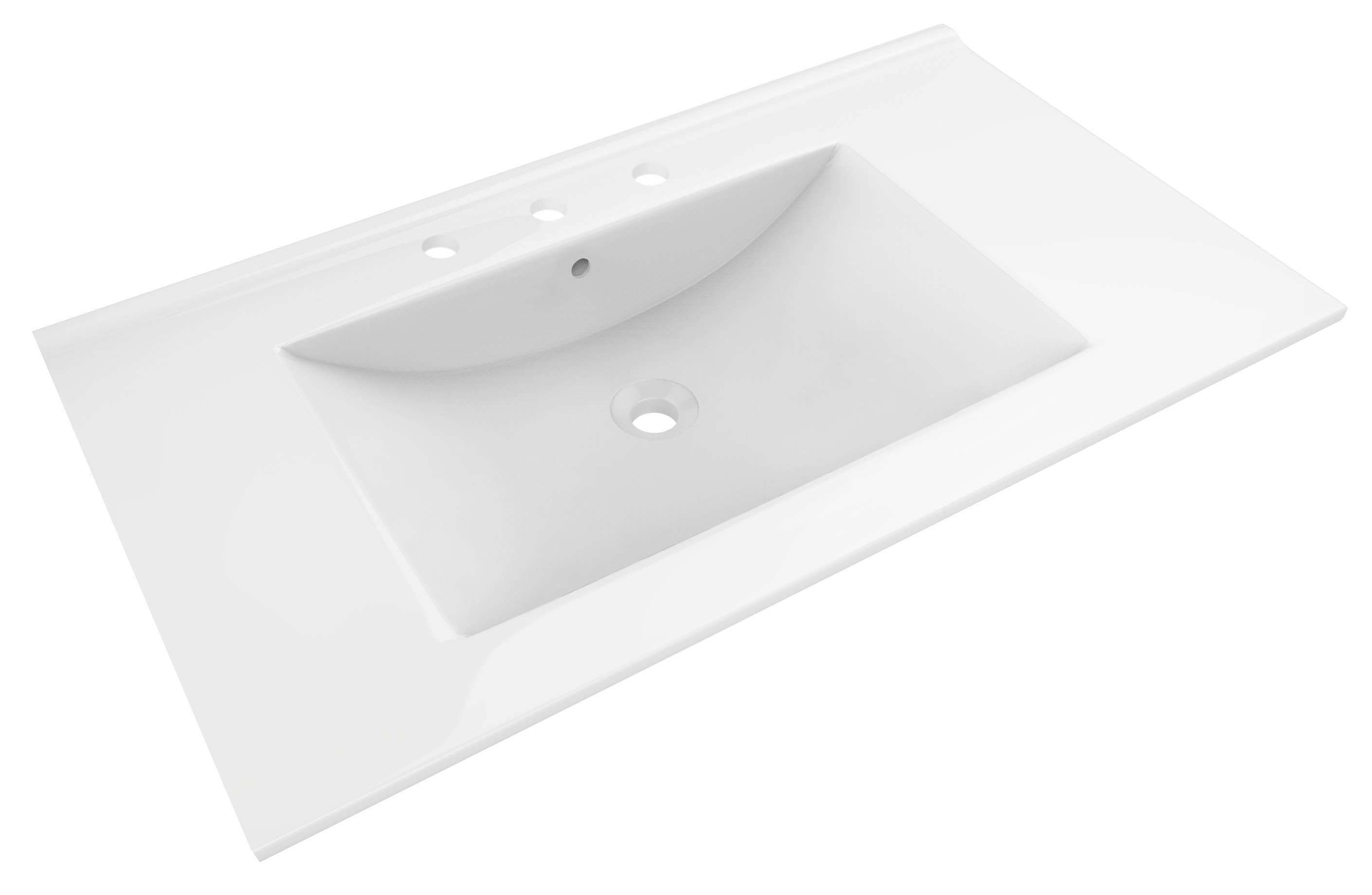 American Imaginations AI-193 35.5-in. W x 19.75-in. D Ceramic Top In White Color For 8-in. o.c. Faucet