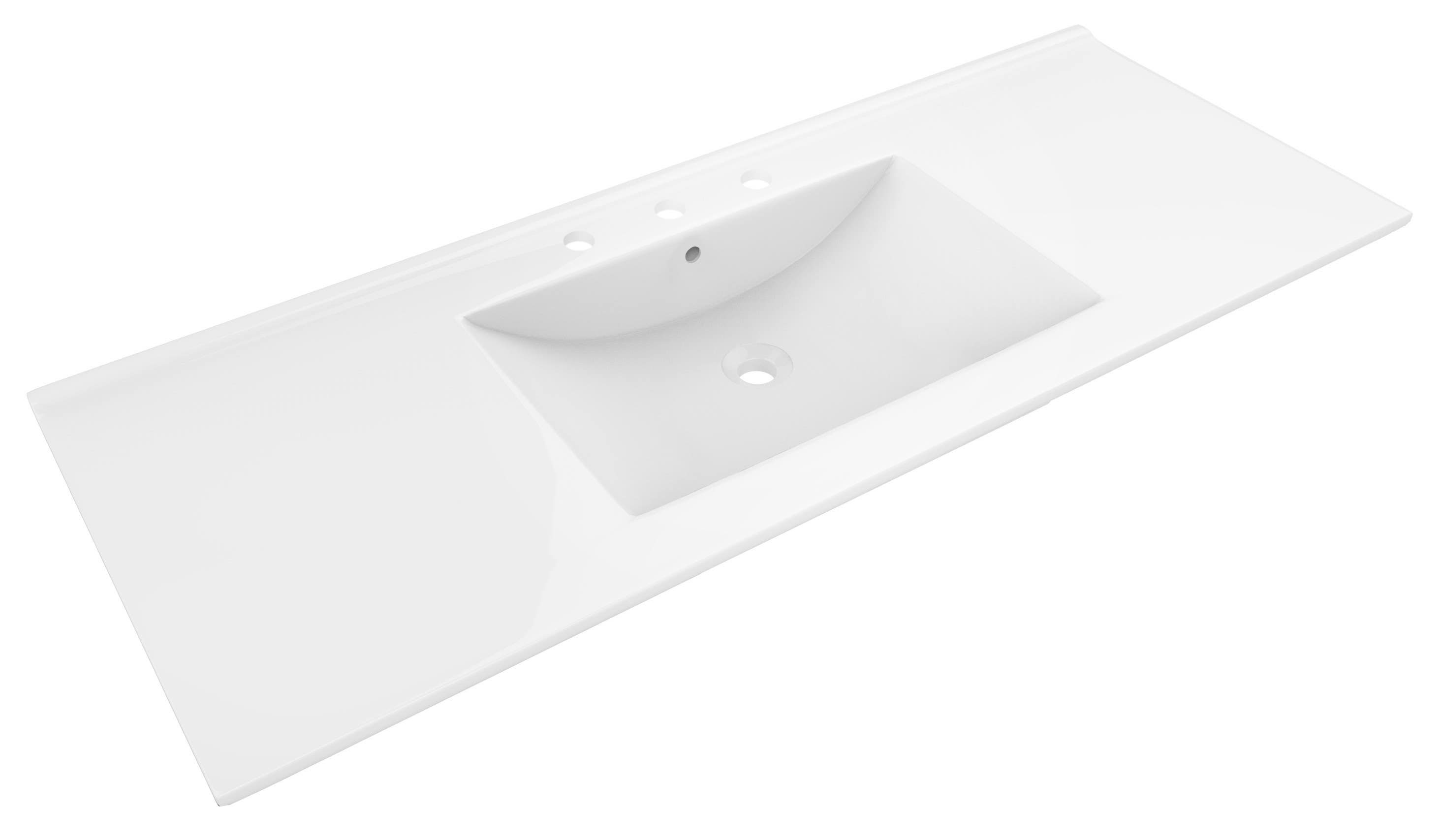 American Imaginations AI-422 48-in. W x 18.5-in. D Ceramic Top In White Color For 8-in. o.c. Faucet