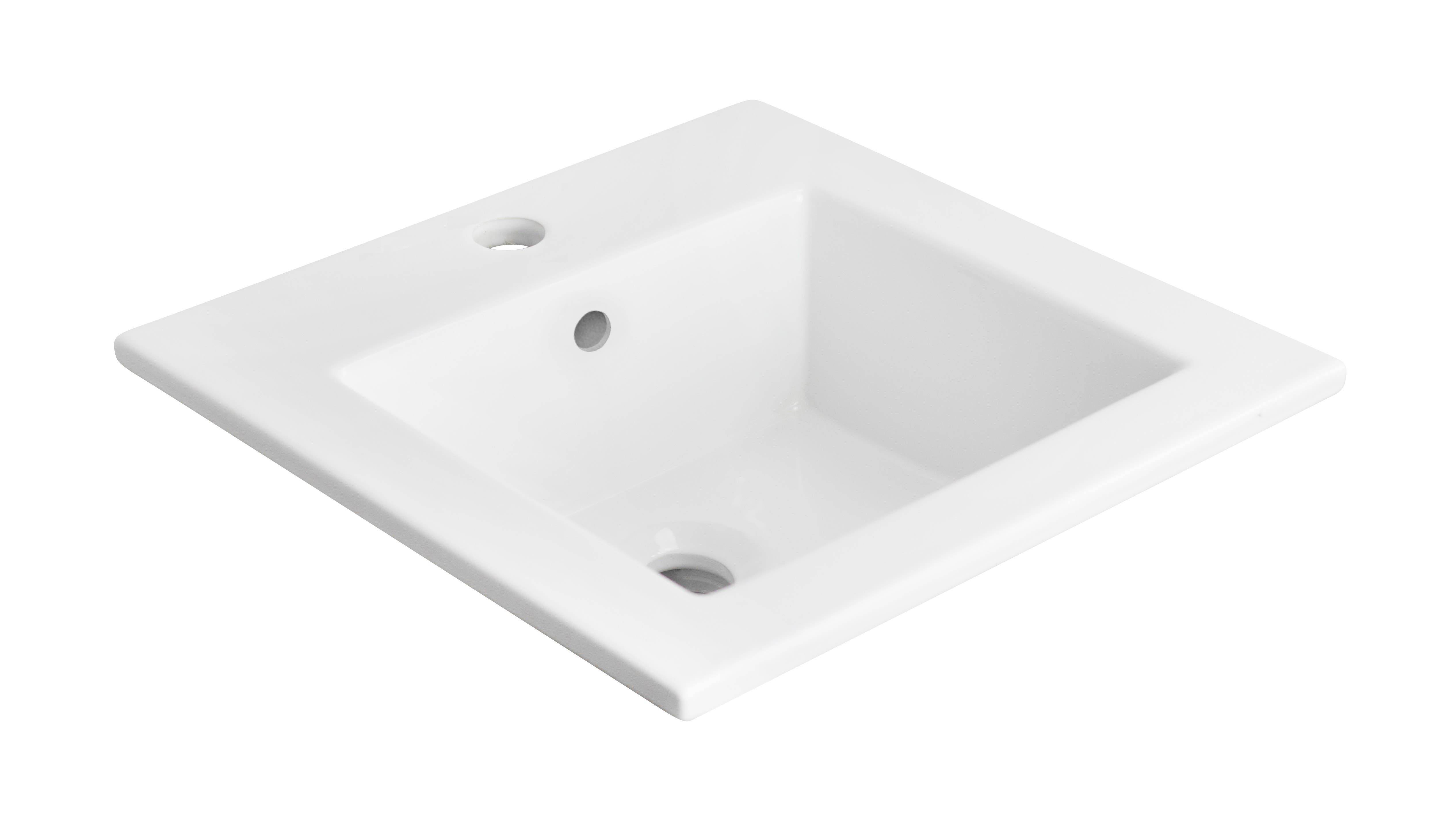 American Imaginations AI-647 21-in. W x 18-in. D Ceramic Top In White Color For Single Hole Faucet