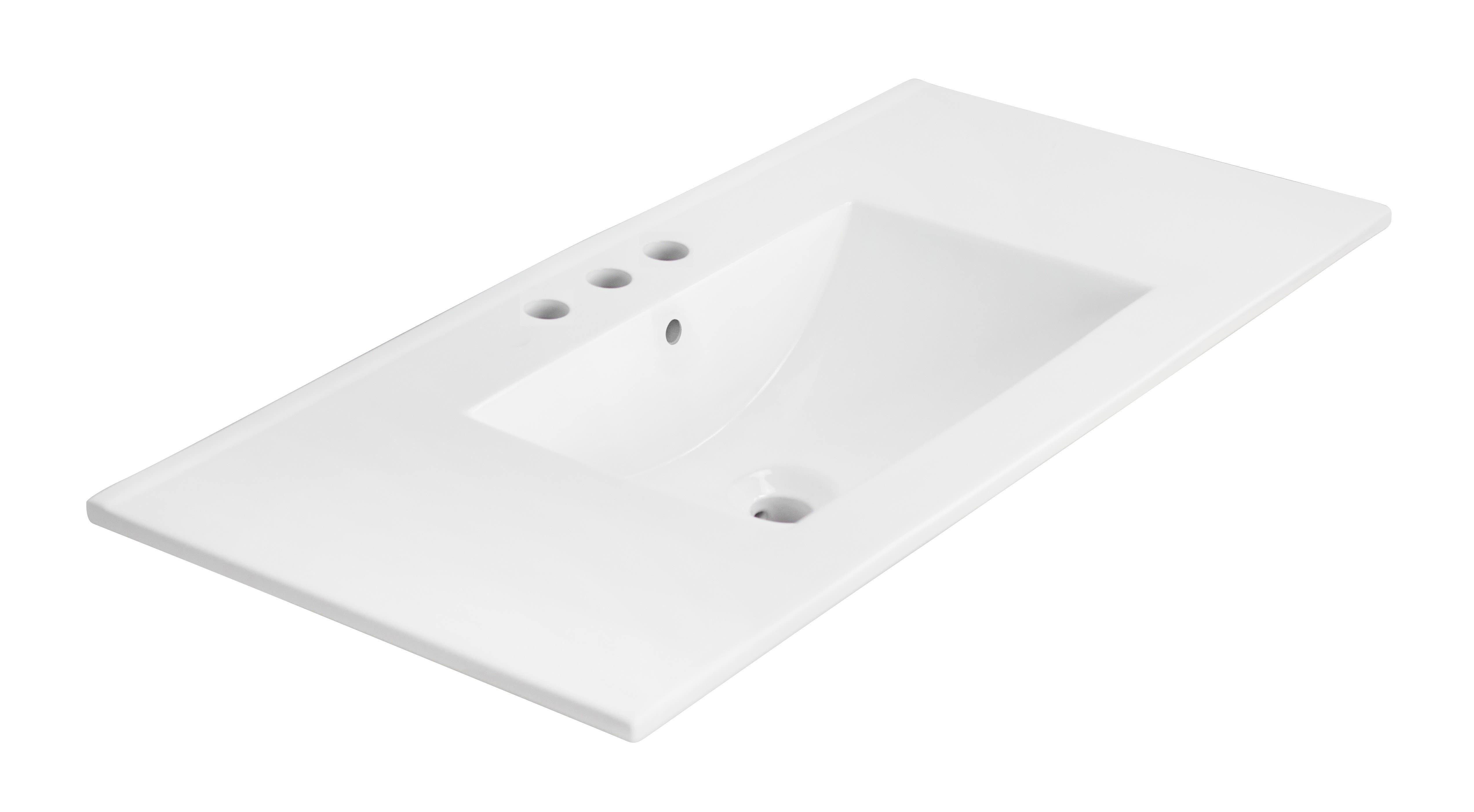 American Imaginations AI-660 35.5-in. W x 18.25-in. D Ceramic Top In White Color For 4-in. o.c. Faucet