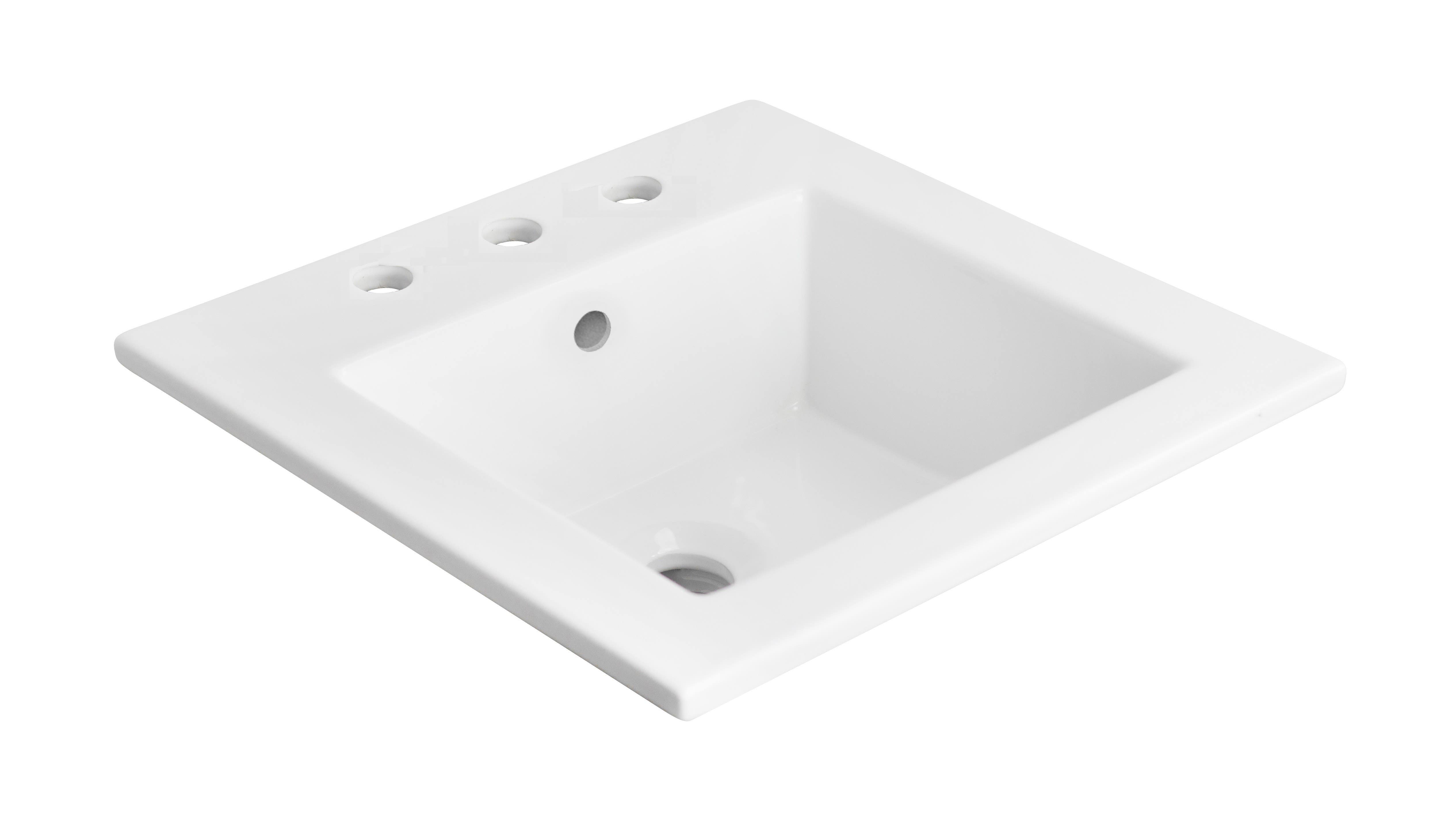 American Imaginations AI-663 21-in. W x 18-in. D Ceramic Top In White Color For 8-in. o.c. Faucet