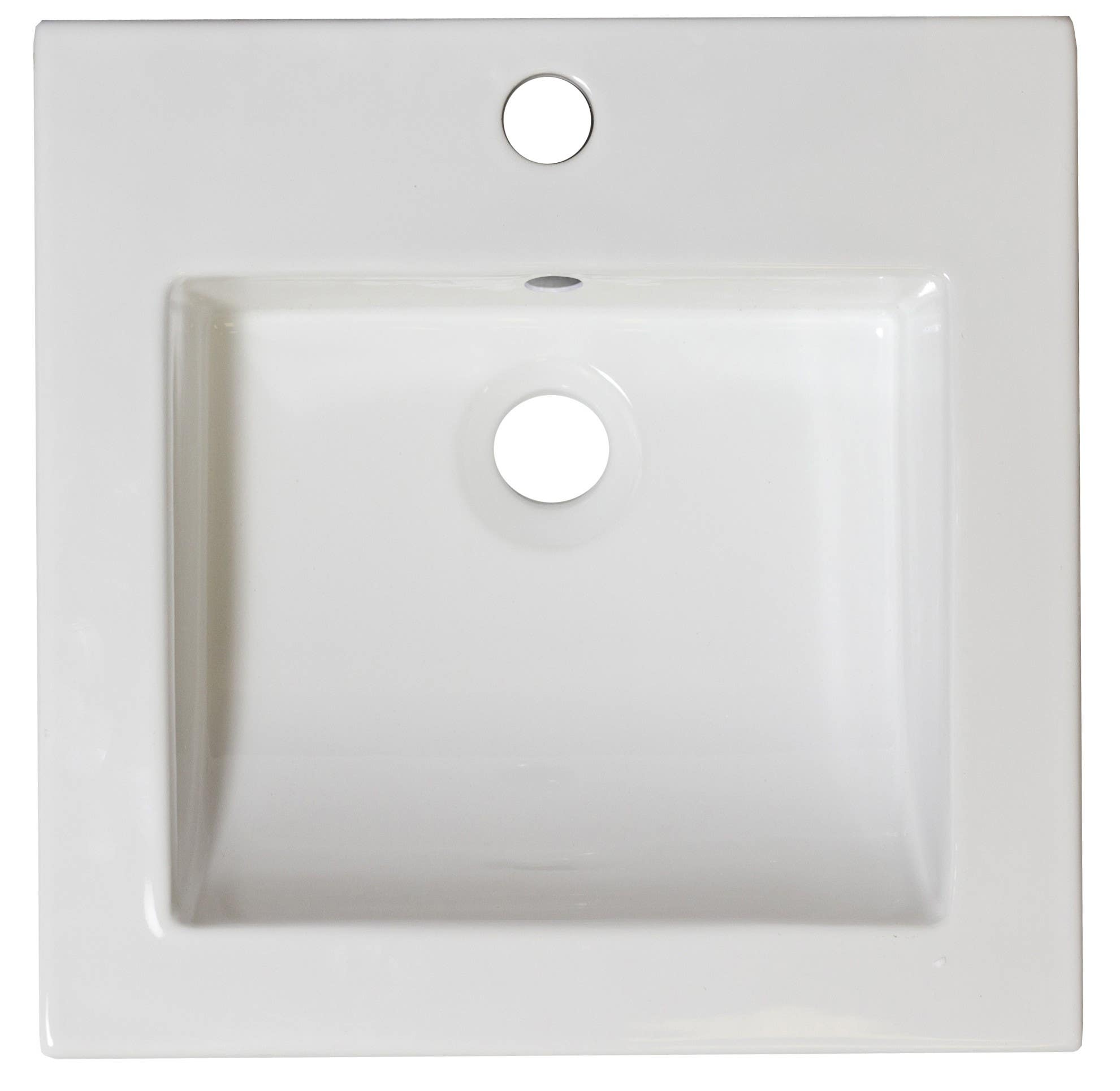 American Imaginations AI-1153 21.5-in. W x 17.75-in. D Ceramic Top In White Color For Single Hole Faucet