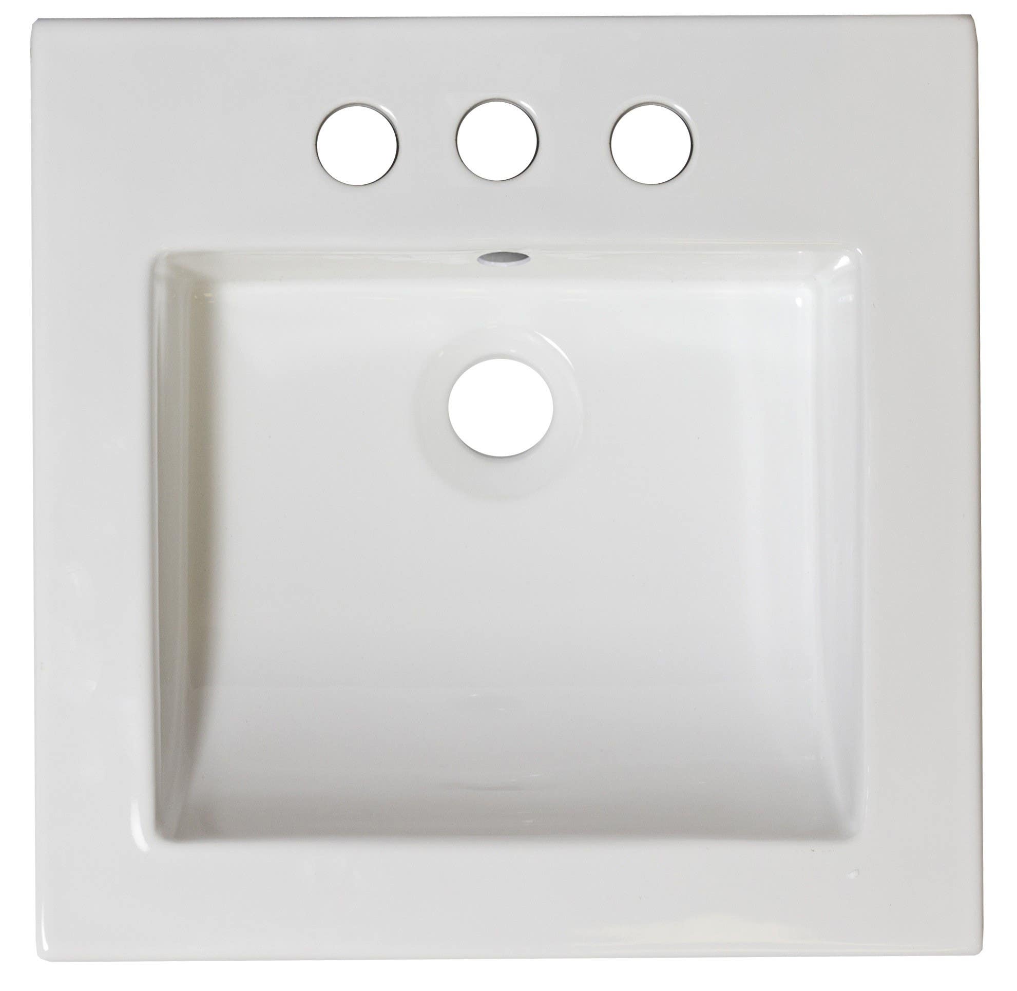 American Imaginations AI-1155 21.5-in. W x 17.75-in. D Ceramic Top In White Color For 4-in. o.c. Faucet