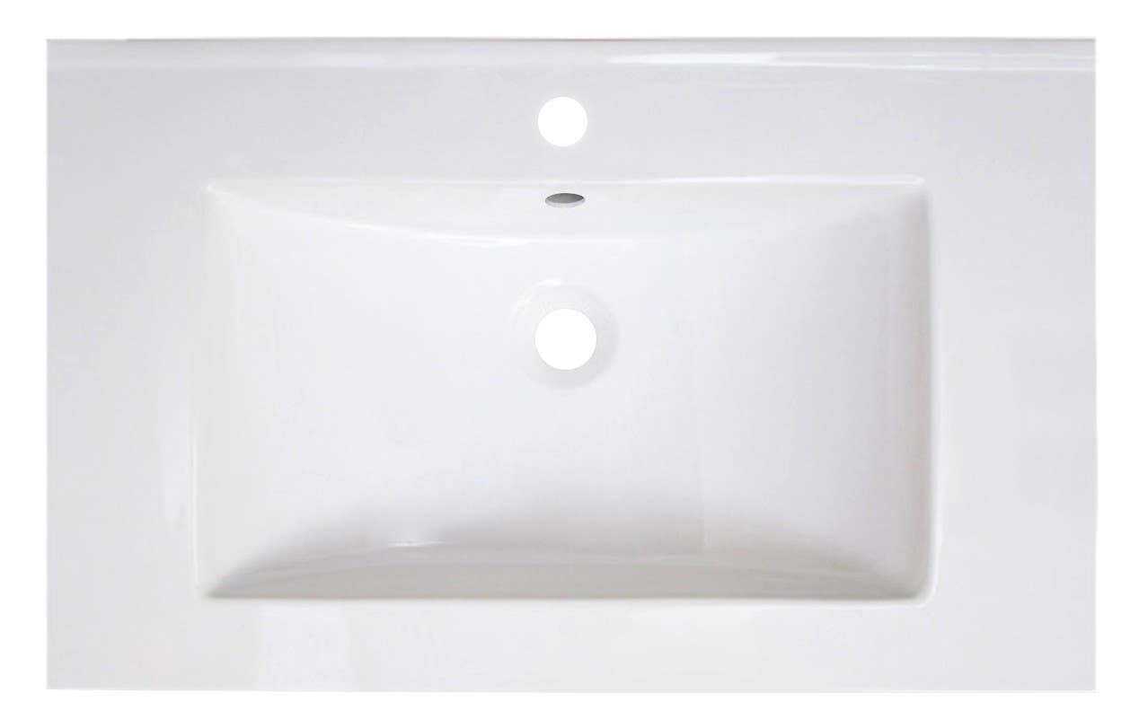American Imaginations AI-1187 30-in. W x 18.5-in. D Ceramic Top In White Color For Single Hole Faucet