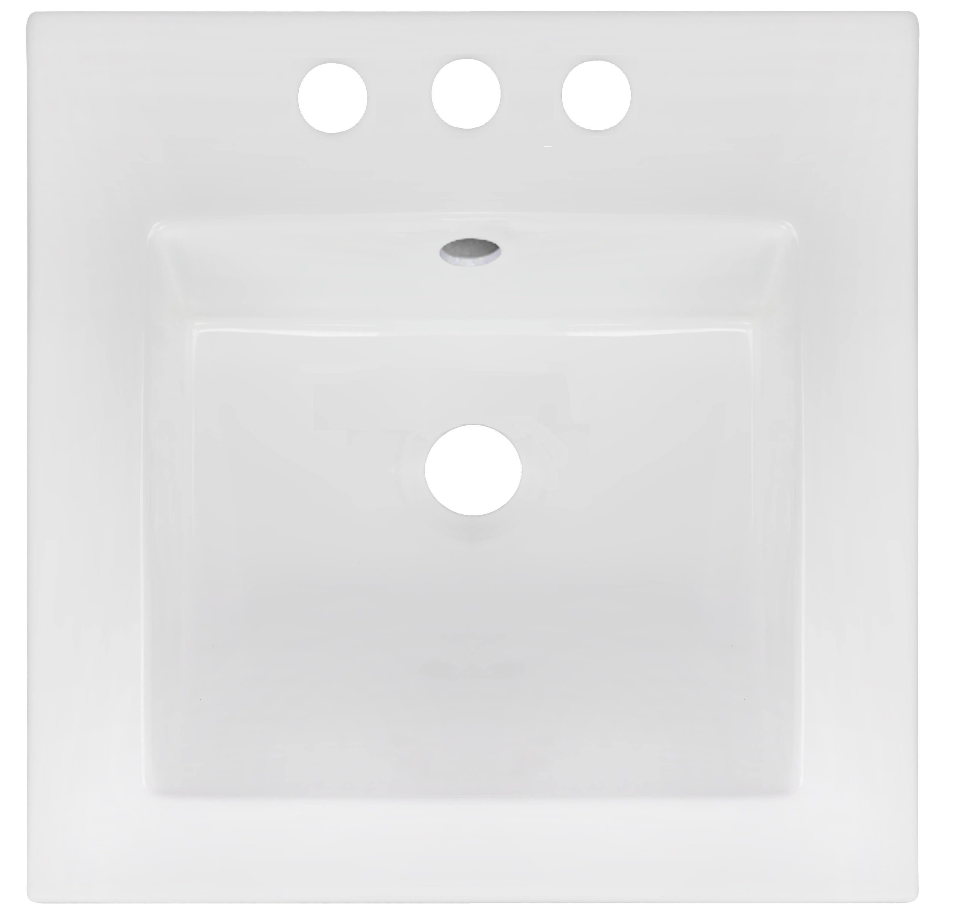 American Imaginations AI-1311 16.5-in. W x 16.5-in. D Ceramic Top In White Color For 4-in. o.c. Faucet