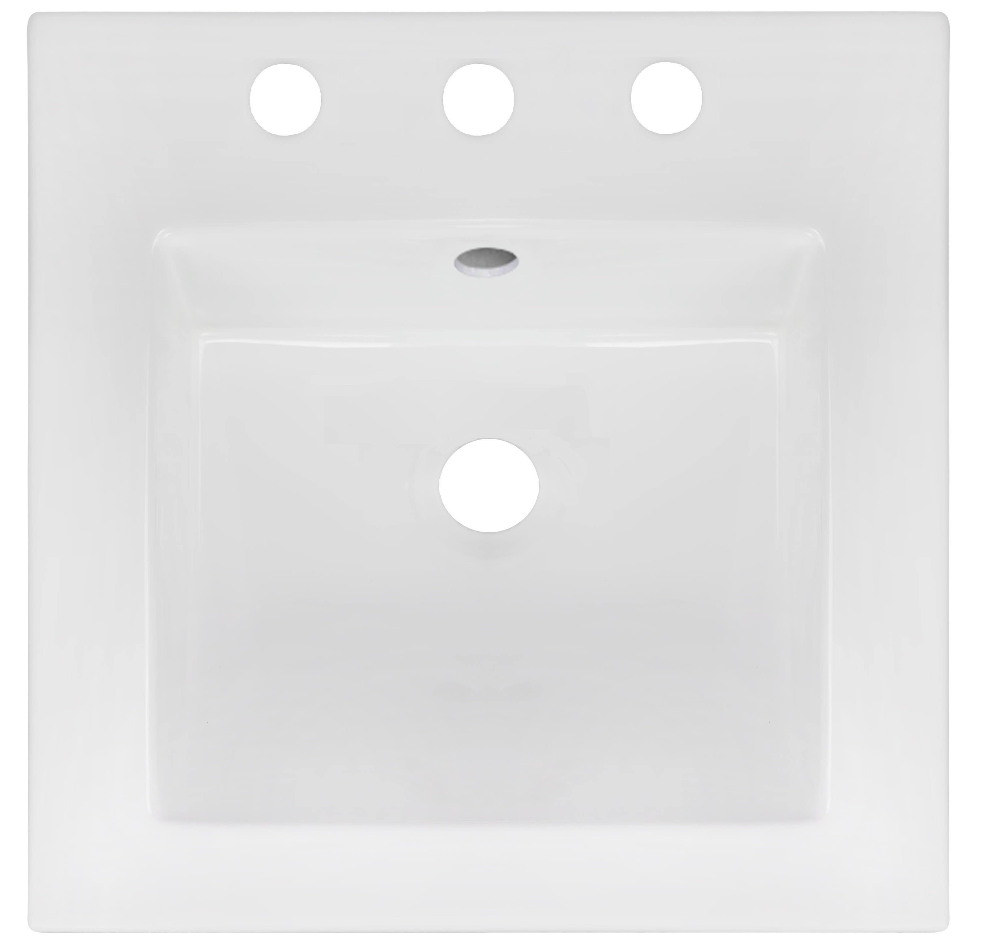American Imaginations AI-1312 16.5-in. W x 16.5-in. D Ceramic Top In White Color For 8-in. o.c. Faucet