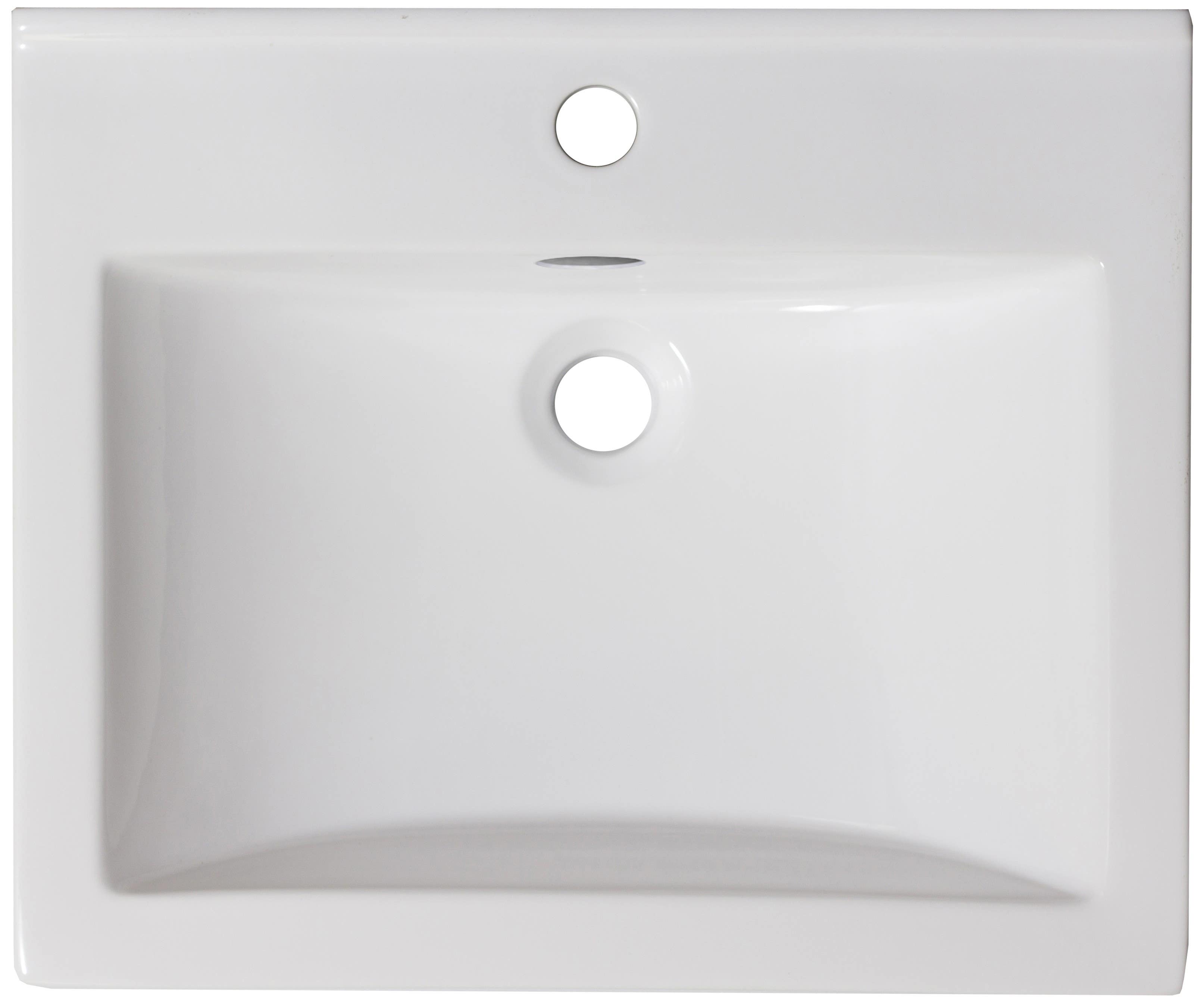 American Imaginations AI-1319 21-in. W x 18.5-in. D Ceramic Top In White Color For Single Hole Faucet