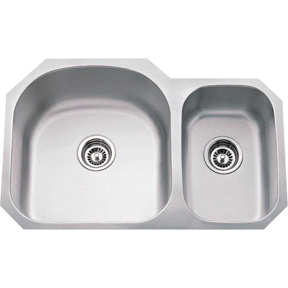 Hardware Resources 807L Undermount 18 Gauge Stainless Steel 70/30 Double Bowl Sink, 31 1/2" L x 20 1/2" W x 9" D