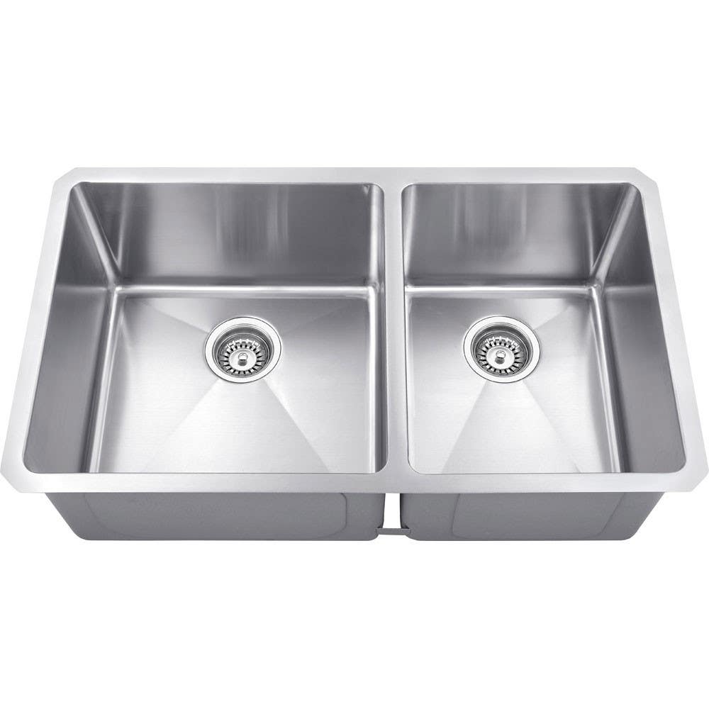 Hardware Resources HMS260L Undermount 16 Gauge Handmade Stainless Steel 60/40 Double Bowl Sink