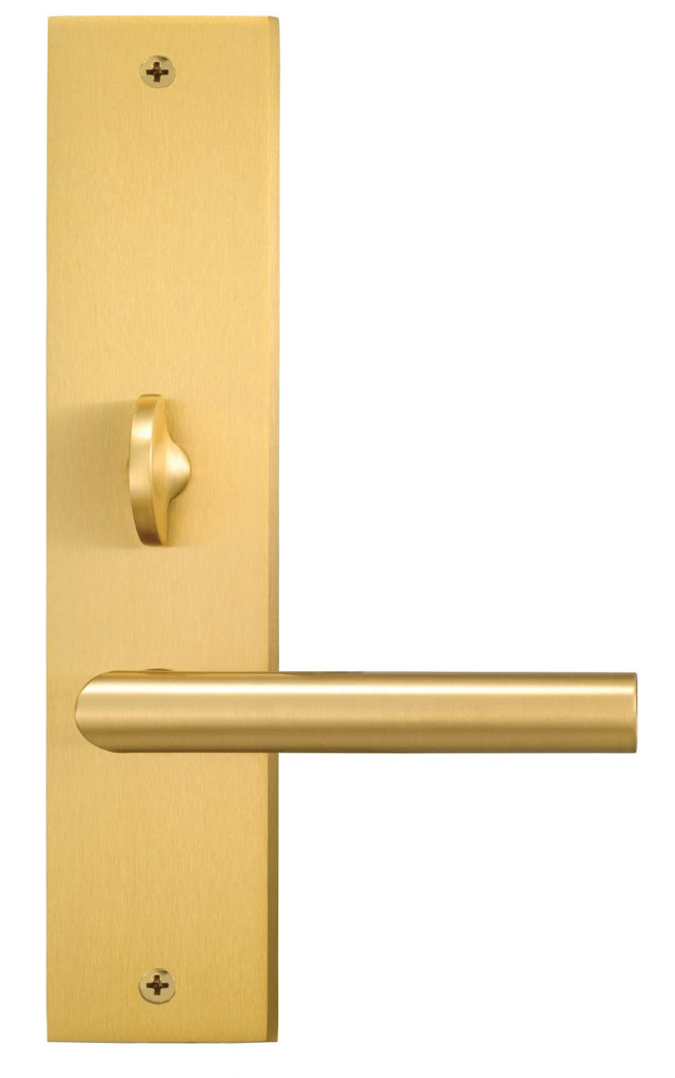 Omnia 12912 Exterior Modern Mortise Entrance Lever Lockset - Solid Brass