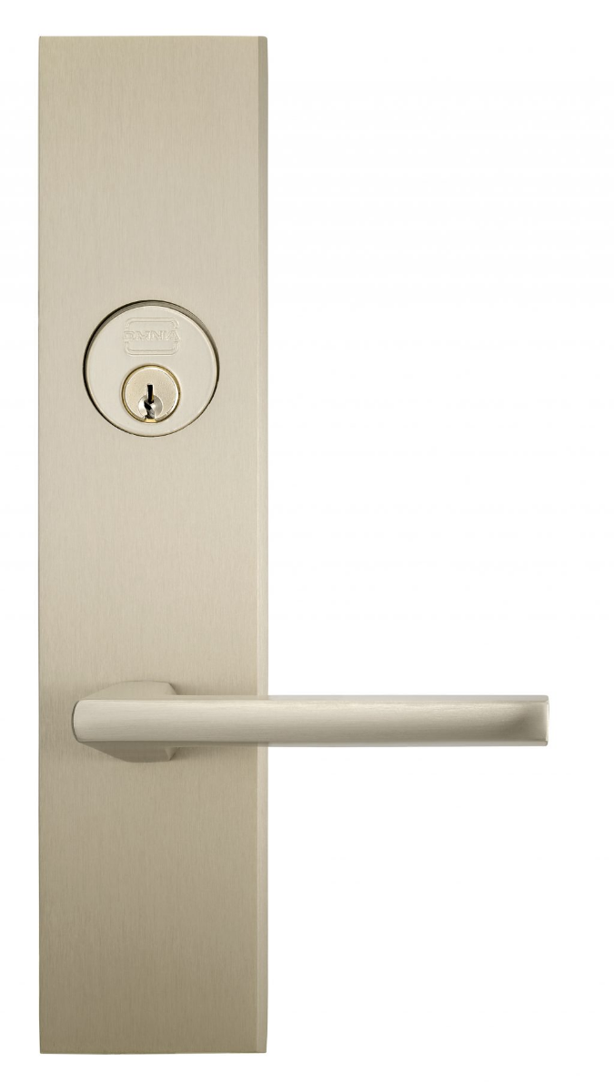 Omnia 12925 Exterior Modern Mortise Entrance Lever Lockset - Solid Brass