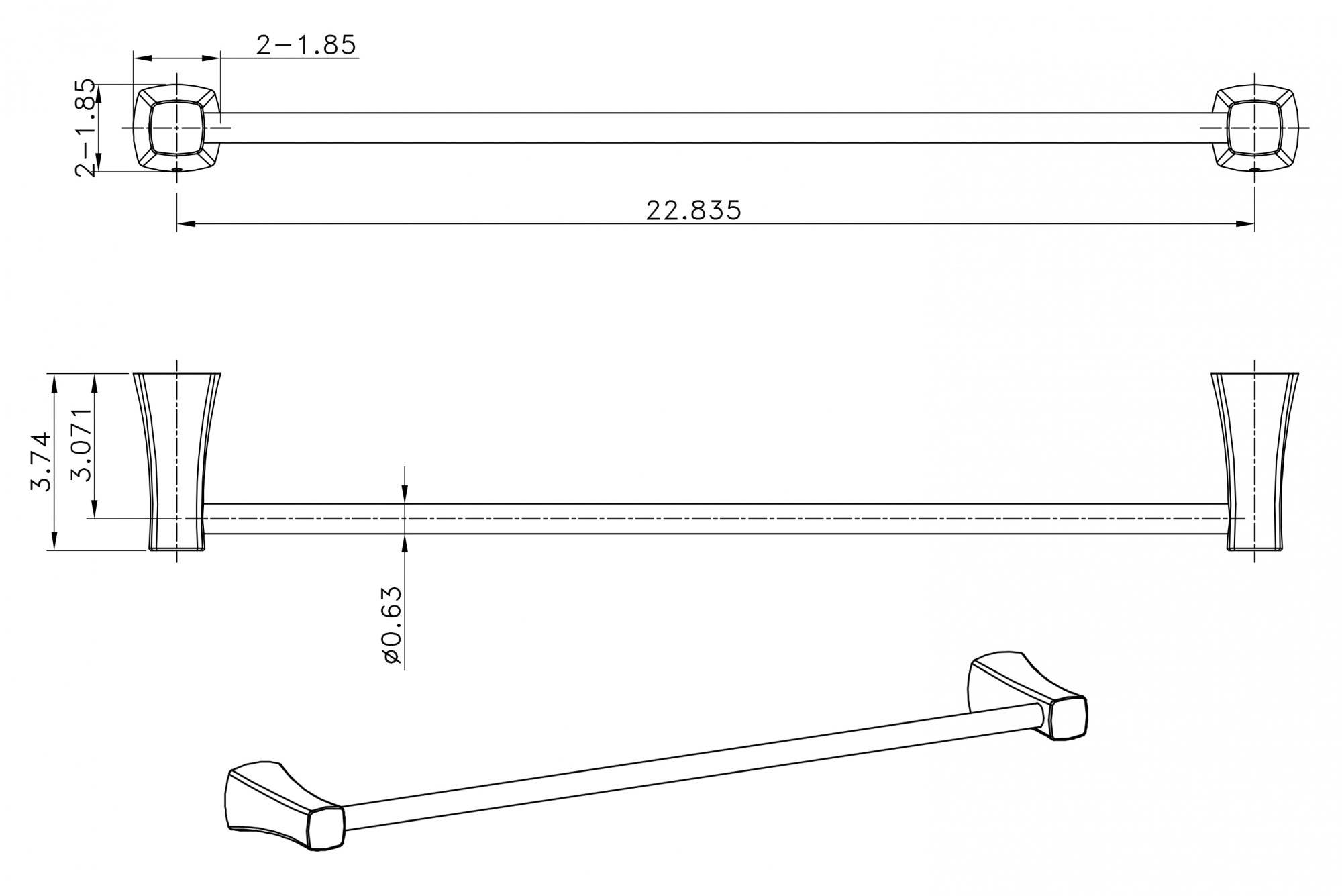 American Imaginations AI-13370 Single Rod And Multi-Rod Towel Rack Accessory Set
