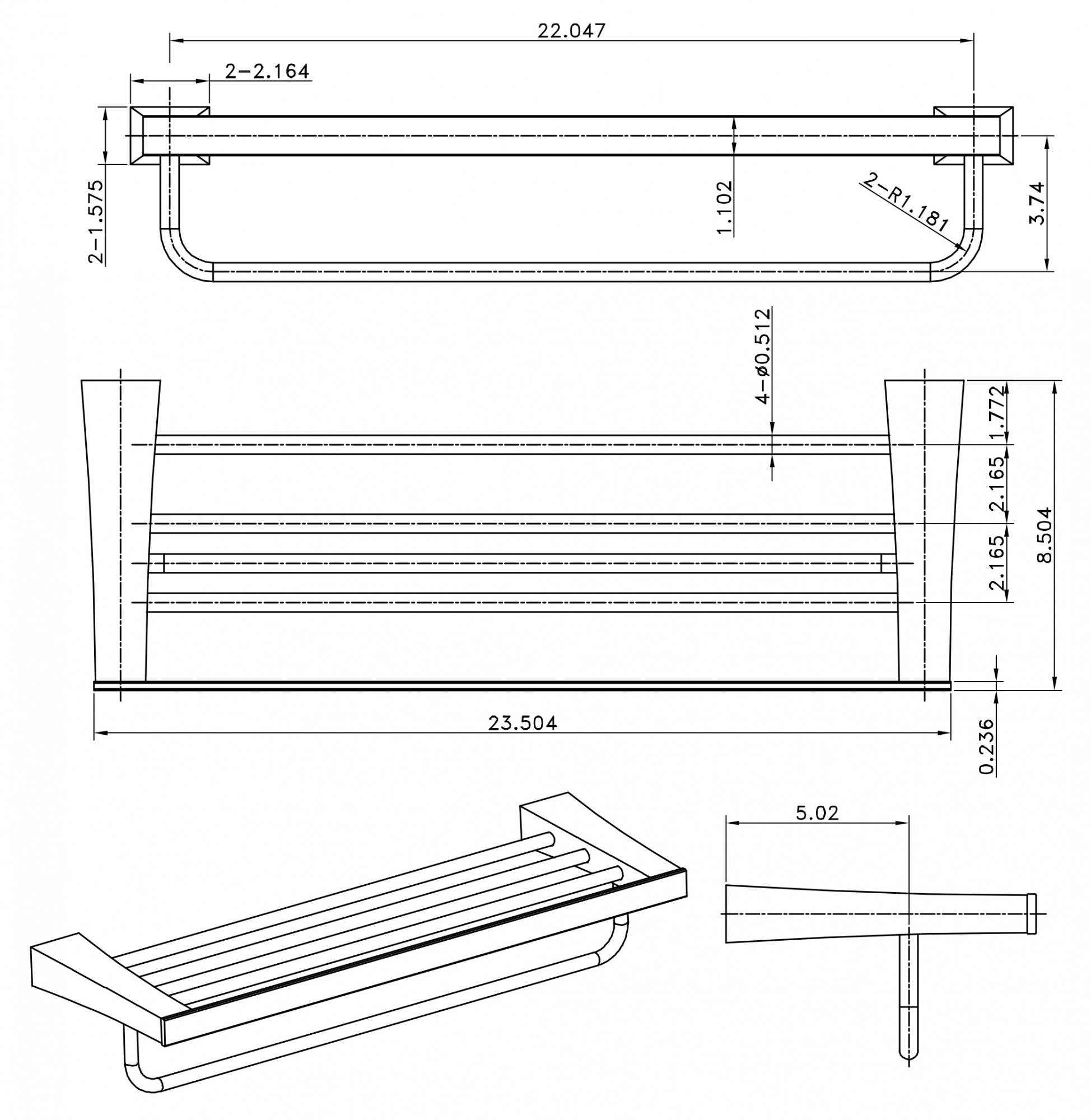 American Imaginations AI-13383 Single Rod And Multi-Rod Towel Rack Accessory Set