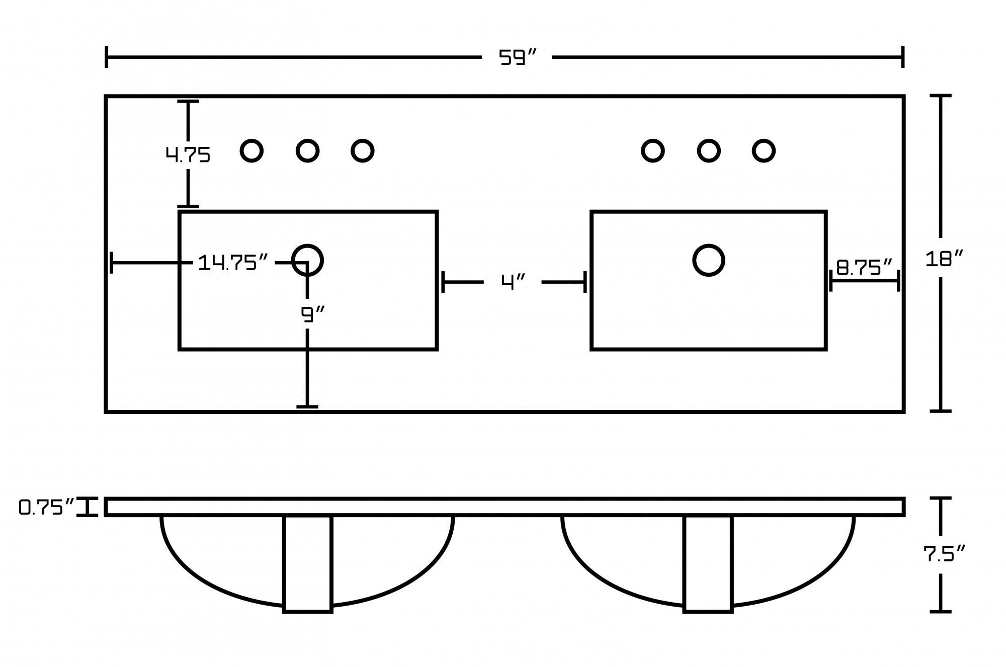 American Imaginations AI-15930 Ceramic Top Set In White Color With 8-in. o.c. CUPC Faucet