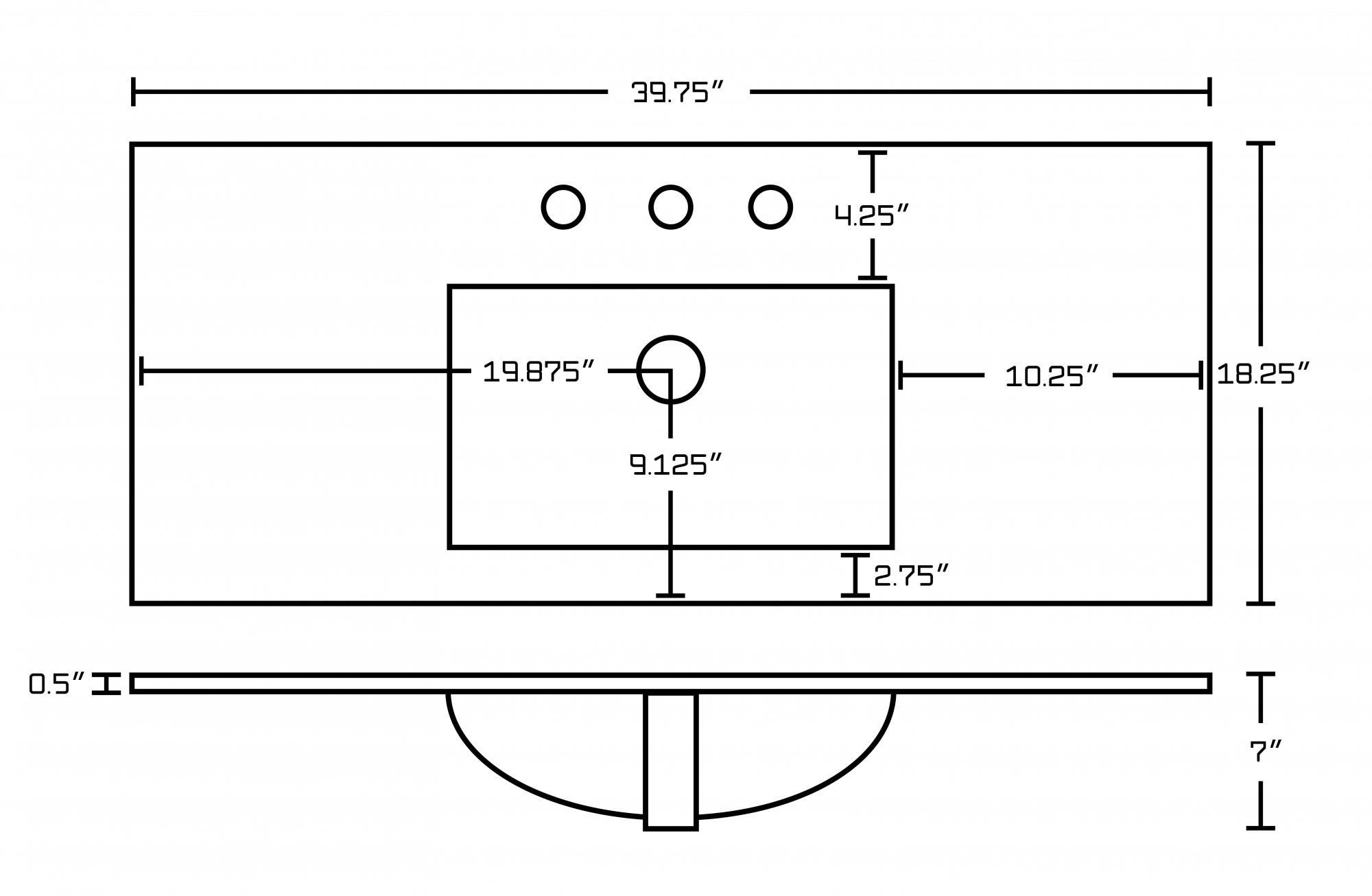 American Imaginations AI-16014 Ceramic Top Set In White Color With 8-in. o.c. CUPC Faucet
