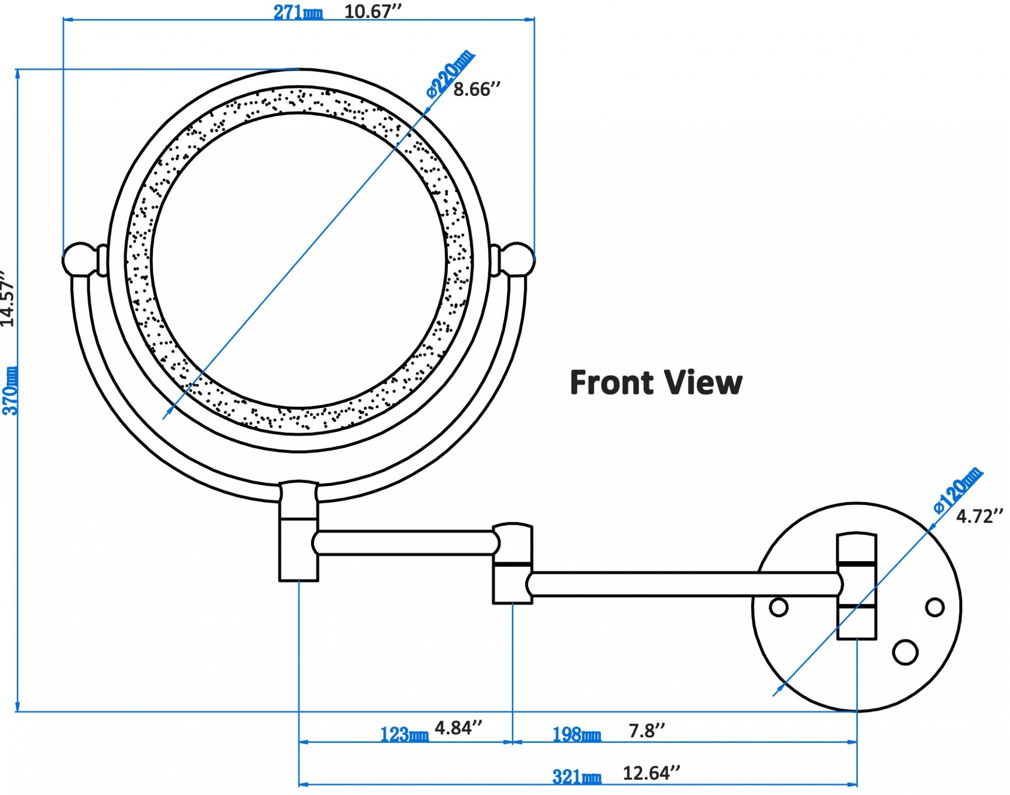 American Imaginations AI-557 20.83-in. W Round Brass-LED Wall Mount Magnifying Mirror In Chrome Color