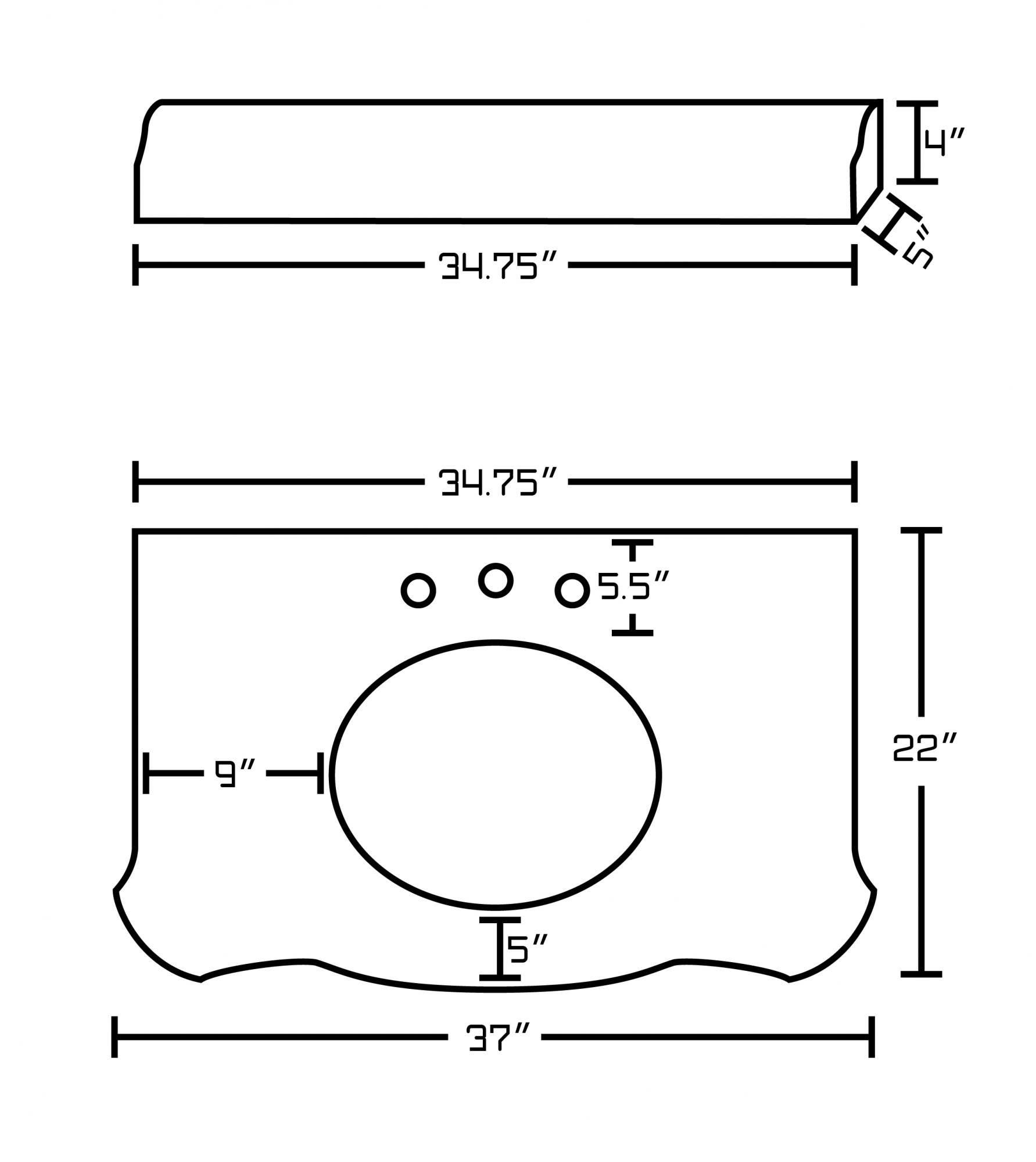 American Imaginations AI-9 37-in. W x 22-in. D Marble Top In Beige Color For 8-in. o.c. Faucet