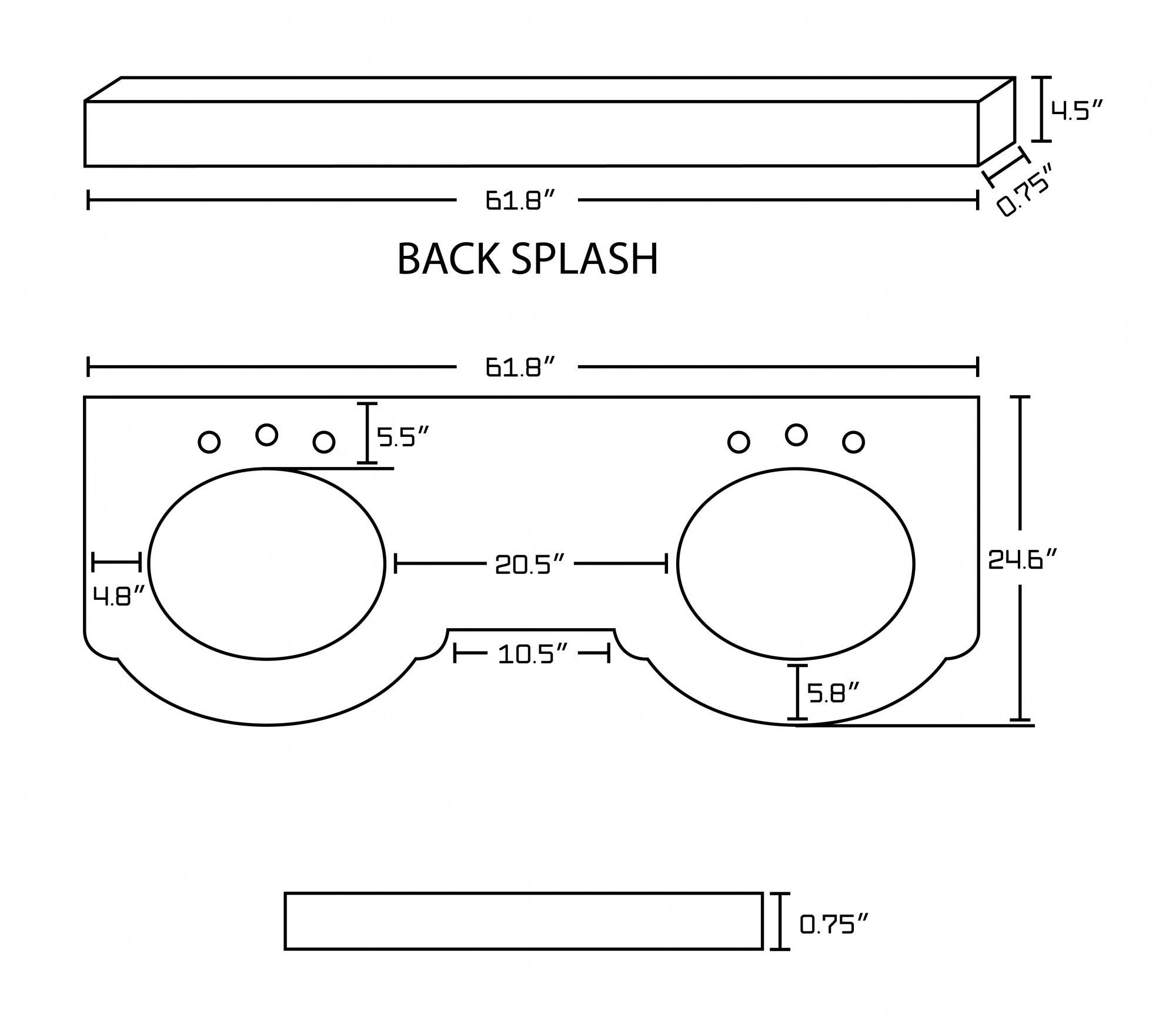 American Imaginations AI-100 61.8-in. W x 24.6-in. D Marble Top In Beige Color For 8-in. o.c. Faucet