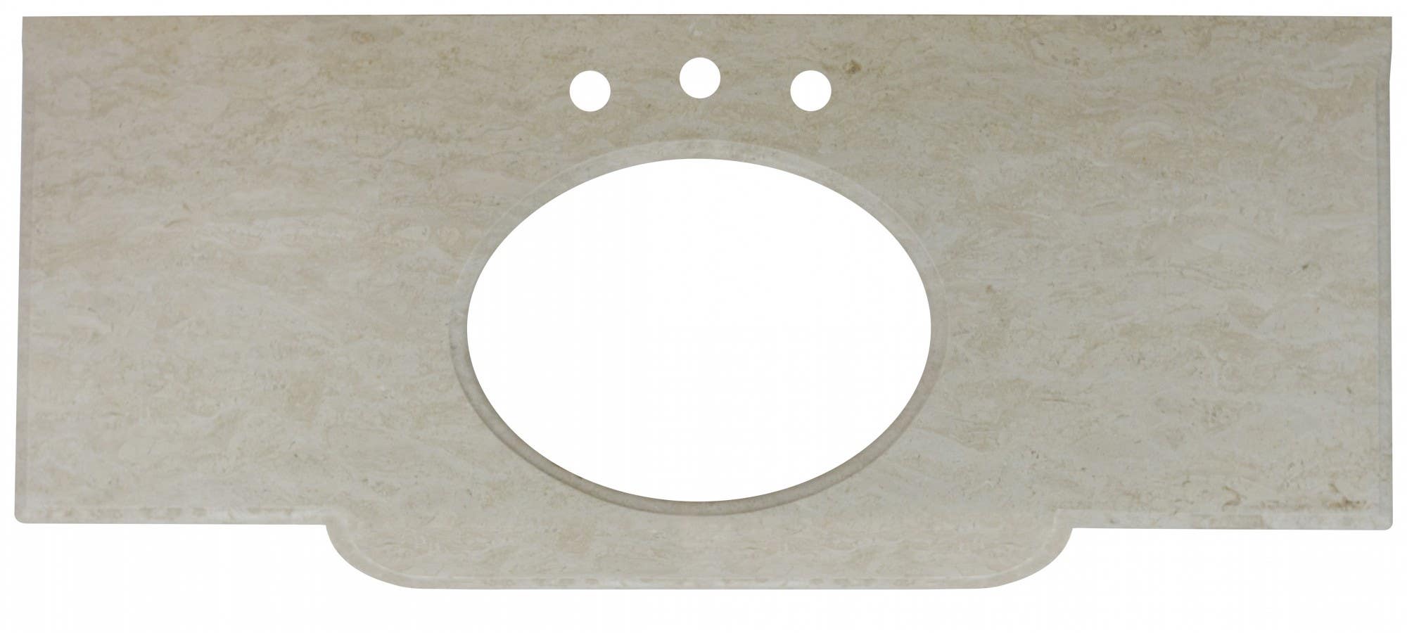 American Imaginations AI-113 49.5-in. W x 21.75-in. D Marble Top In Beige Color For 8-in. o.c. Faucet