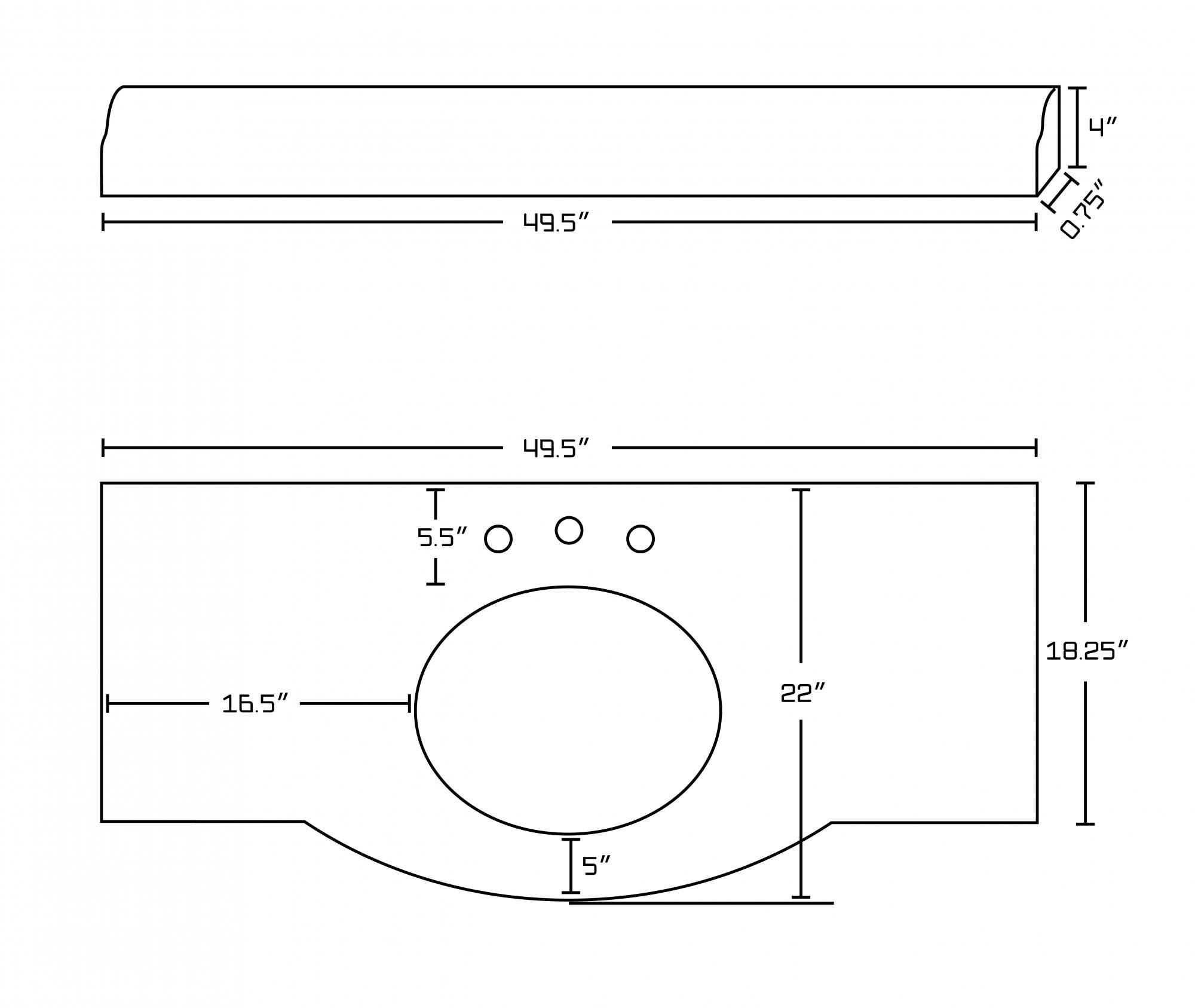 American Imaginations AI-198 49.5-in. W x 22-in. D Marble Top In Bianca Carara Color For 8-in. o.c. Faucet