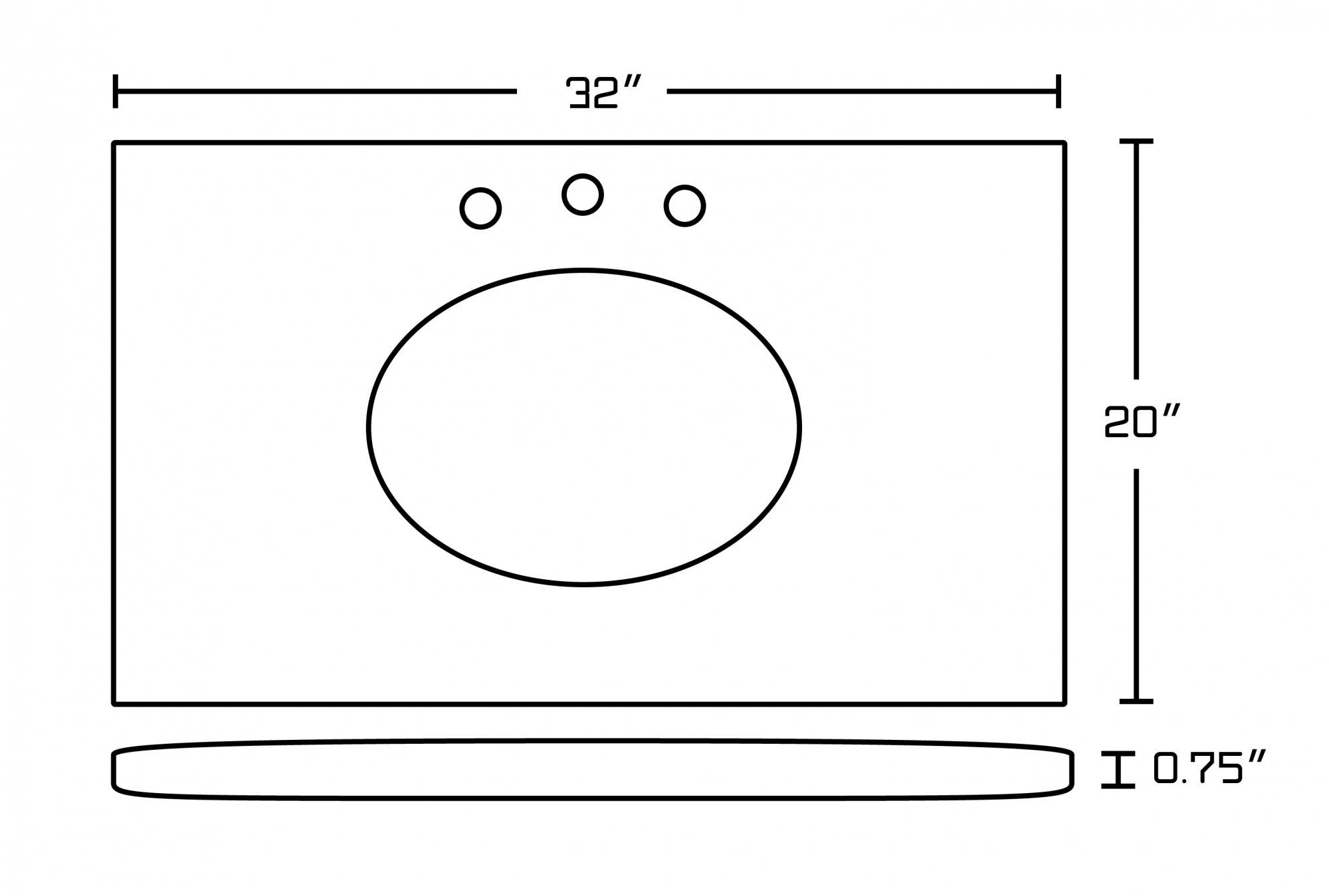 American Imaginations AI-287 32-in. W x 20-in. D Marble Top In Beige Color For 8-in. o.c. Faucet