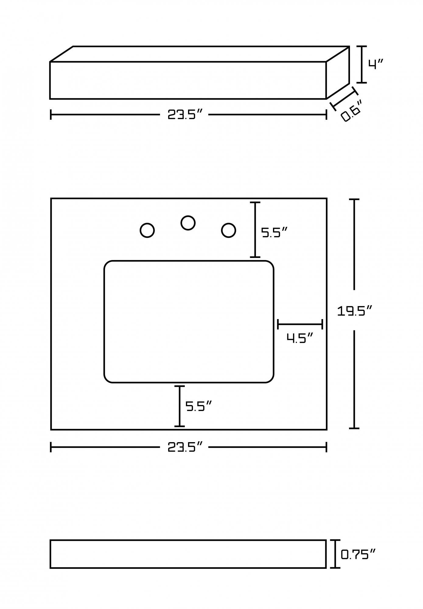 American Imaginations AI-290 23.5-in. W x 19.5-in. D Marble Top In Bianca Carara Color For 8-in. o.c. Faucet