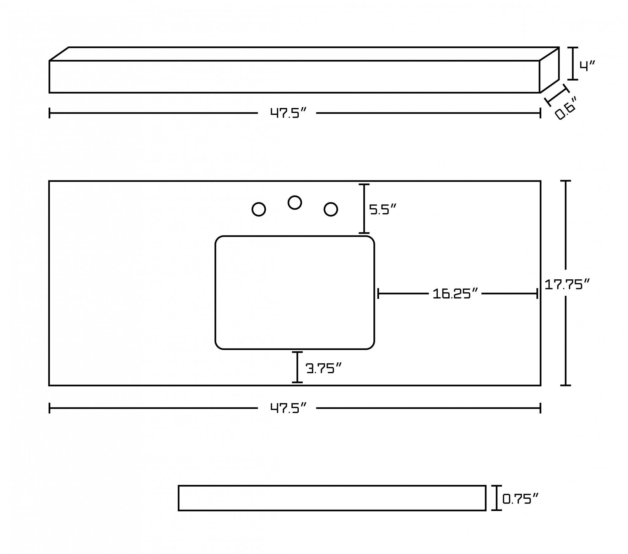 American Imaginations AI-297 47.5-in. W x 17.75-in. D Marble Top In Beige Color For 8-in. o.c. Faucet