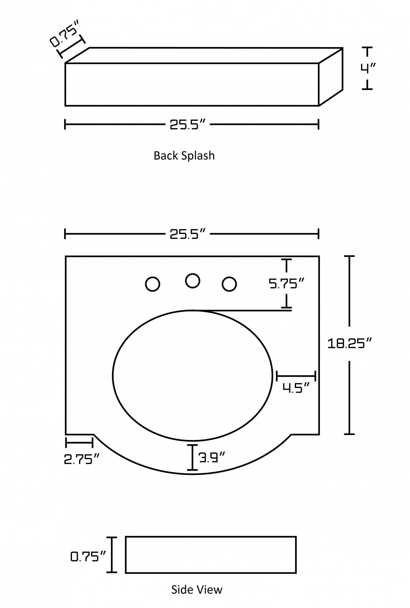 American Imaginations AI-351 25.5-in. W x 22-in. D Marble Top In Beige Color For 8-in. o.c. Faucet