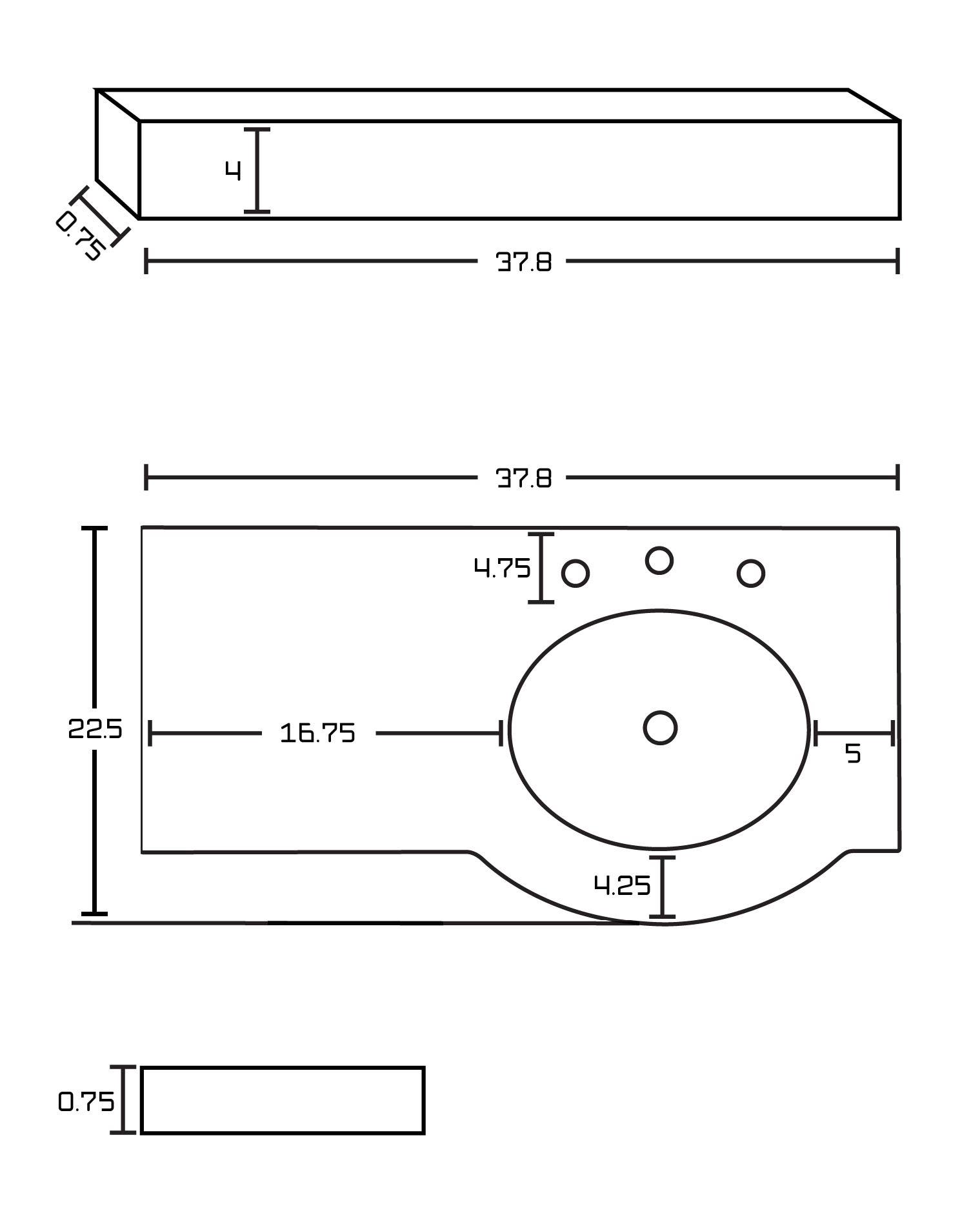 American Imaginations AI-357 37.8-in. W x 22.5-in. D Marble Top In Bianca Carara Color For 8-in. o.c. Faucet