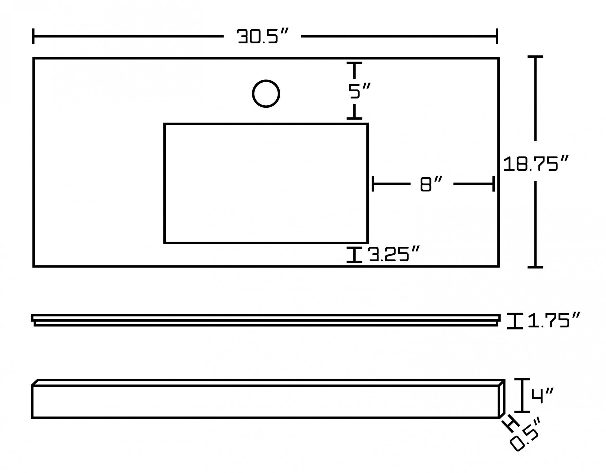American Imaginations AI-576 30.5-in. W x 18.75-in. D Marble Top In Beige Color For Single Hole Faucet