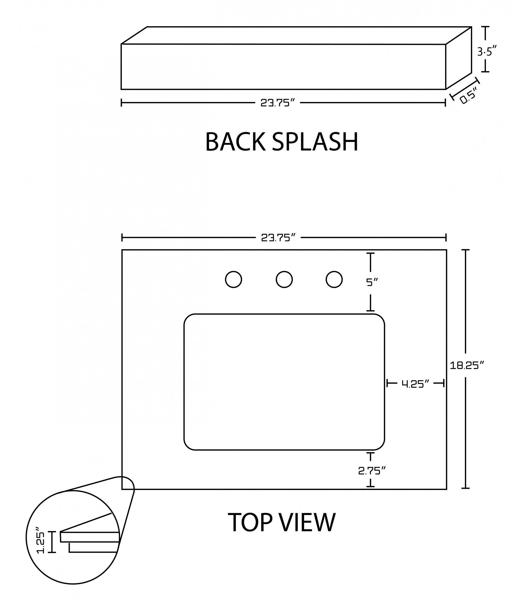 American Imaginations AI-671 23.75-in. W x 18.25-in. D Marble Top In Bianca Carara Color For 8-in. o.c. Faucet