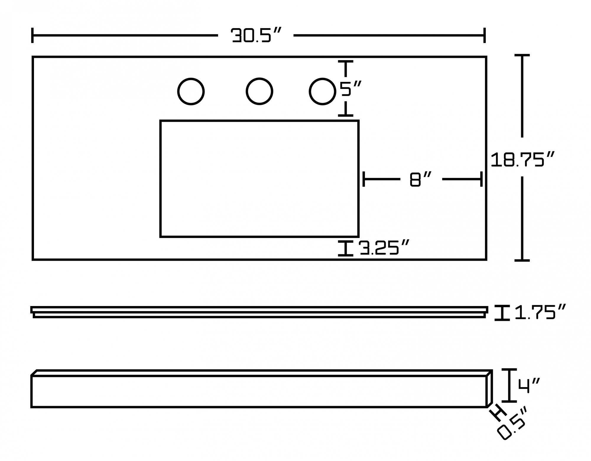 American Imaginations AI-676 30.5-in. W x 18.75-in. D Marble Top In Bianca Carara Color For 8-in. o.c. Faucet