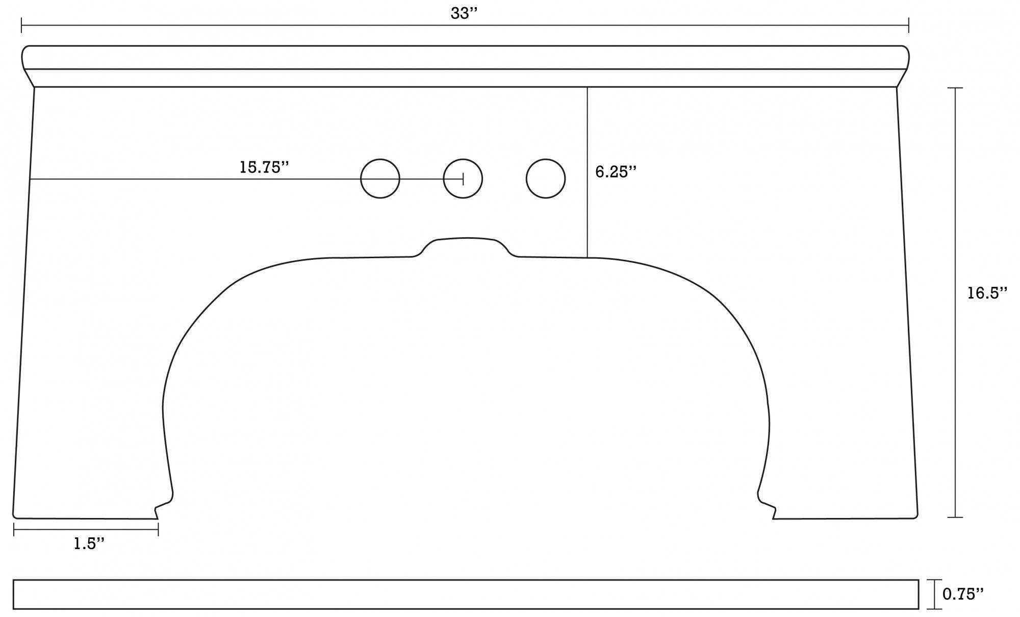 American Imaginations AI-1324 33-in. W x 16.5-in. D Marble Top In Bianca Carara Color For 4-in. o.c. Faucet