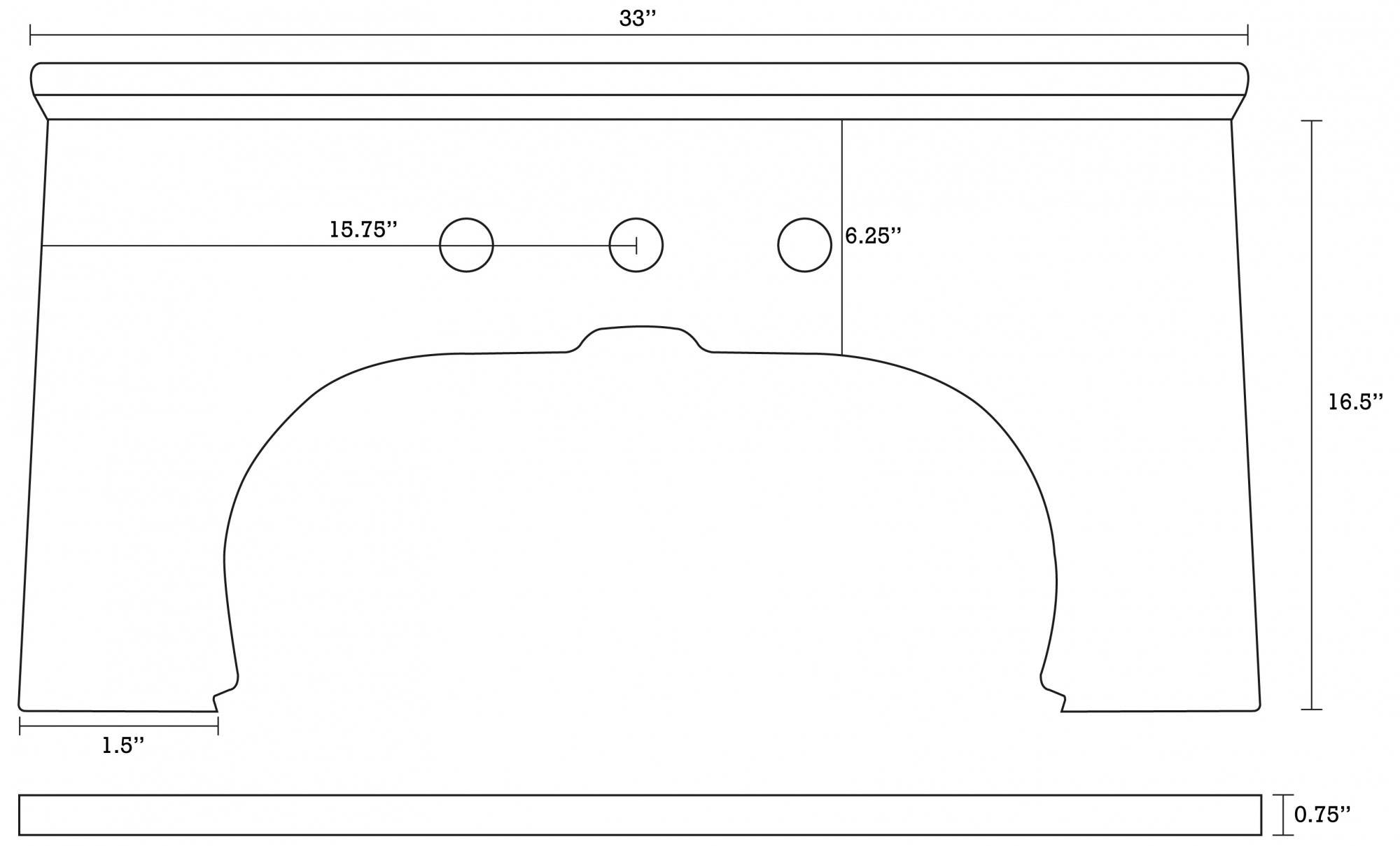 American Imaginations AI-1326 33-in. W x 16.5-in. D Marble Top In Bianca Carara Color For 8-in. o.c. Faucet