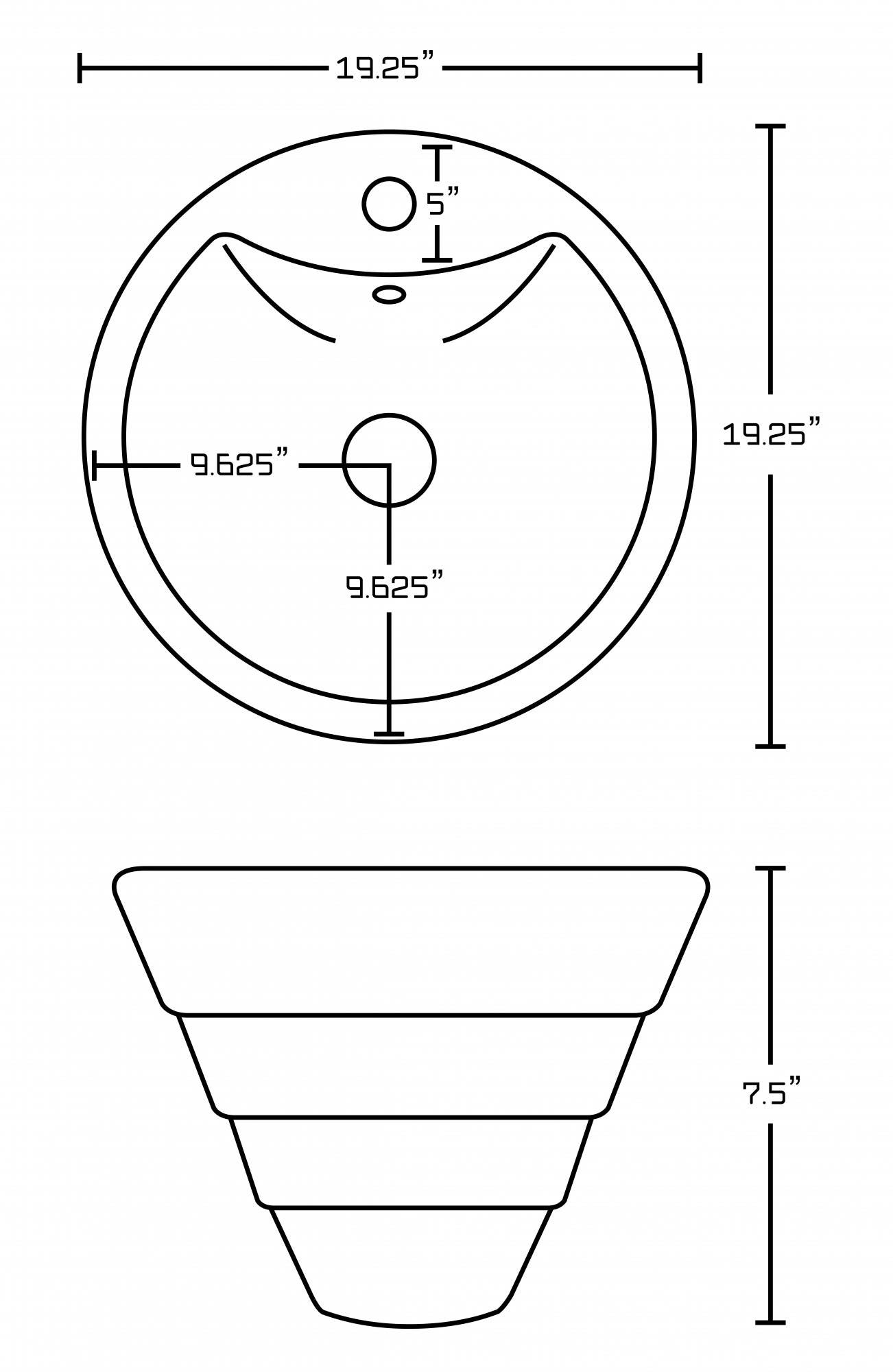 American Imaginations AI-106 19.25-in. W x 19.25-in. D Above Counter Round Vessel In White Color For Single Hole Faucet