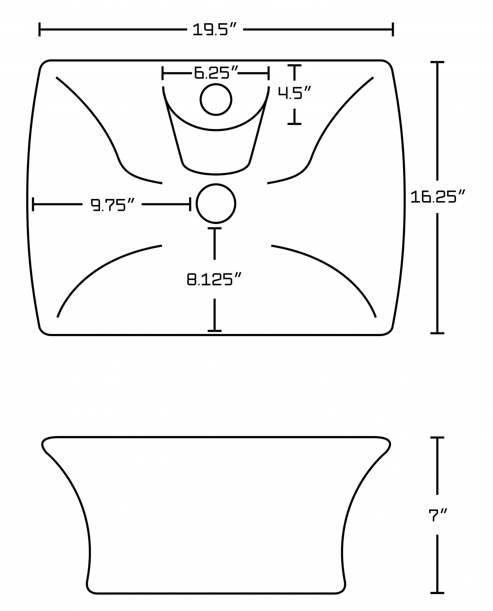 American Imaginations AI-127 19.5-in. W x 16.25-in. D Above Counter Rectangle Vessel In White Color For Single Hole Faucet
